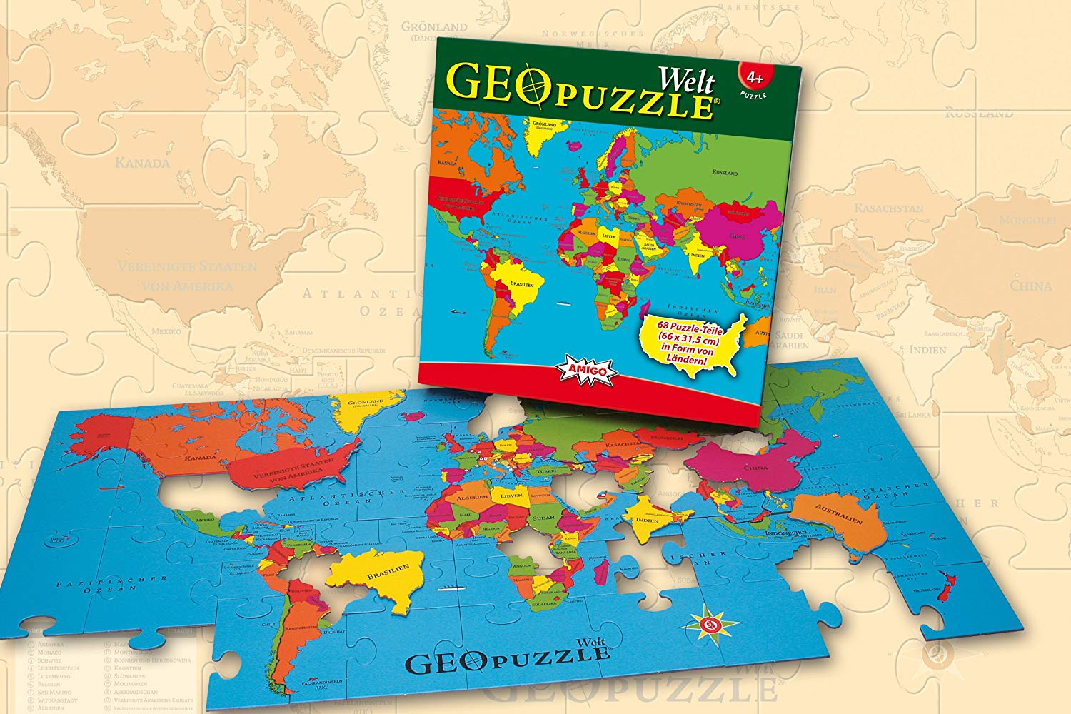 AMIGO Puzzles Amigo 00381 - GeoPuzzle - Welt
