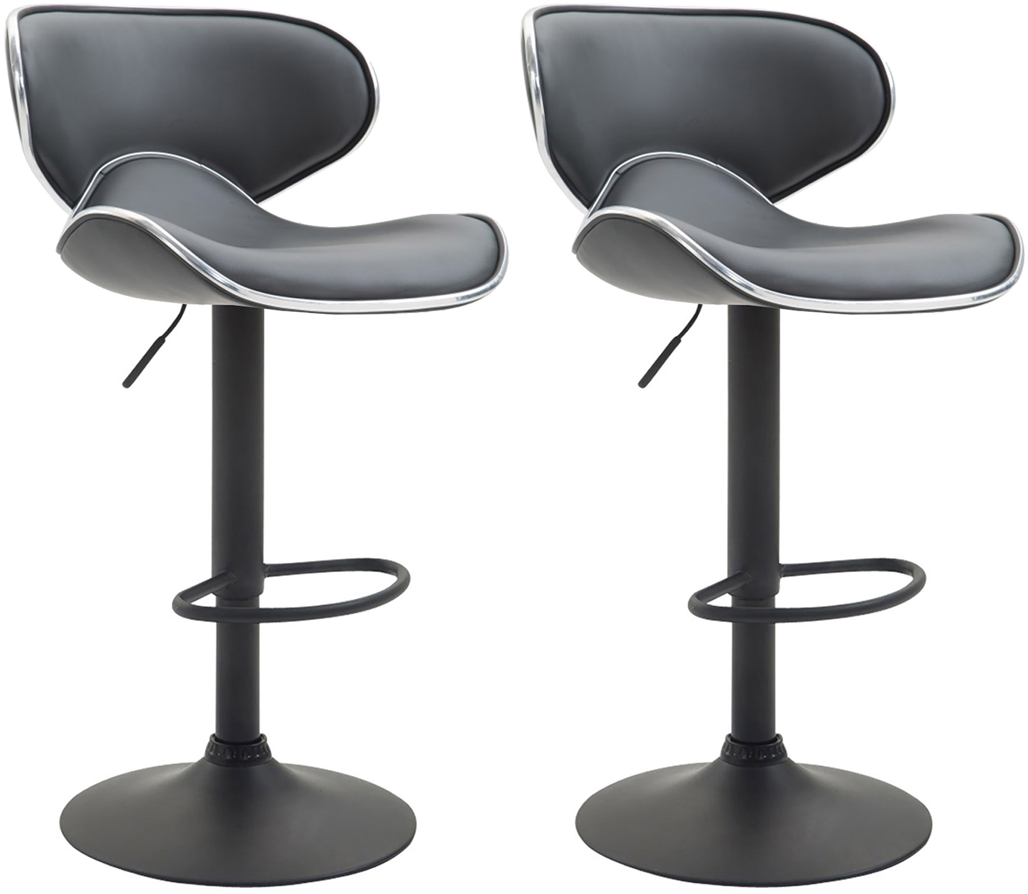 2er Set Barhocker Las Vegas V2 Kunstleder schwarz