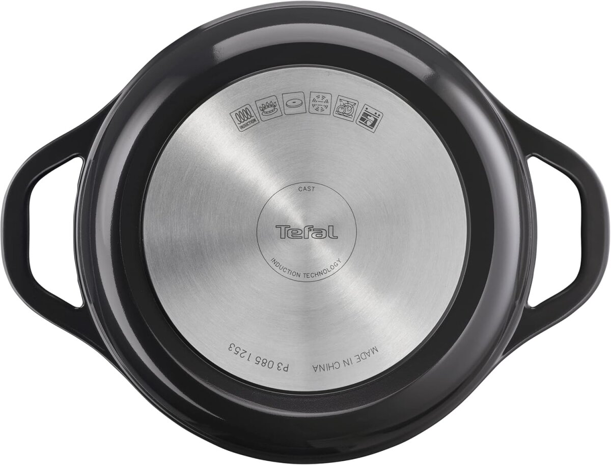Tefal Air E2554604 Schmortopf rund 24cm | 4,7L Aluminiumguss Auflaufform mit Deckel | Antihaft-Keramikbeschichtung | Induktion & Backofen bis 250°C