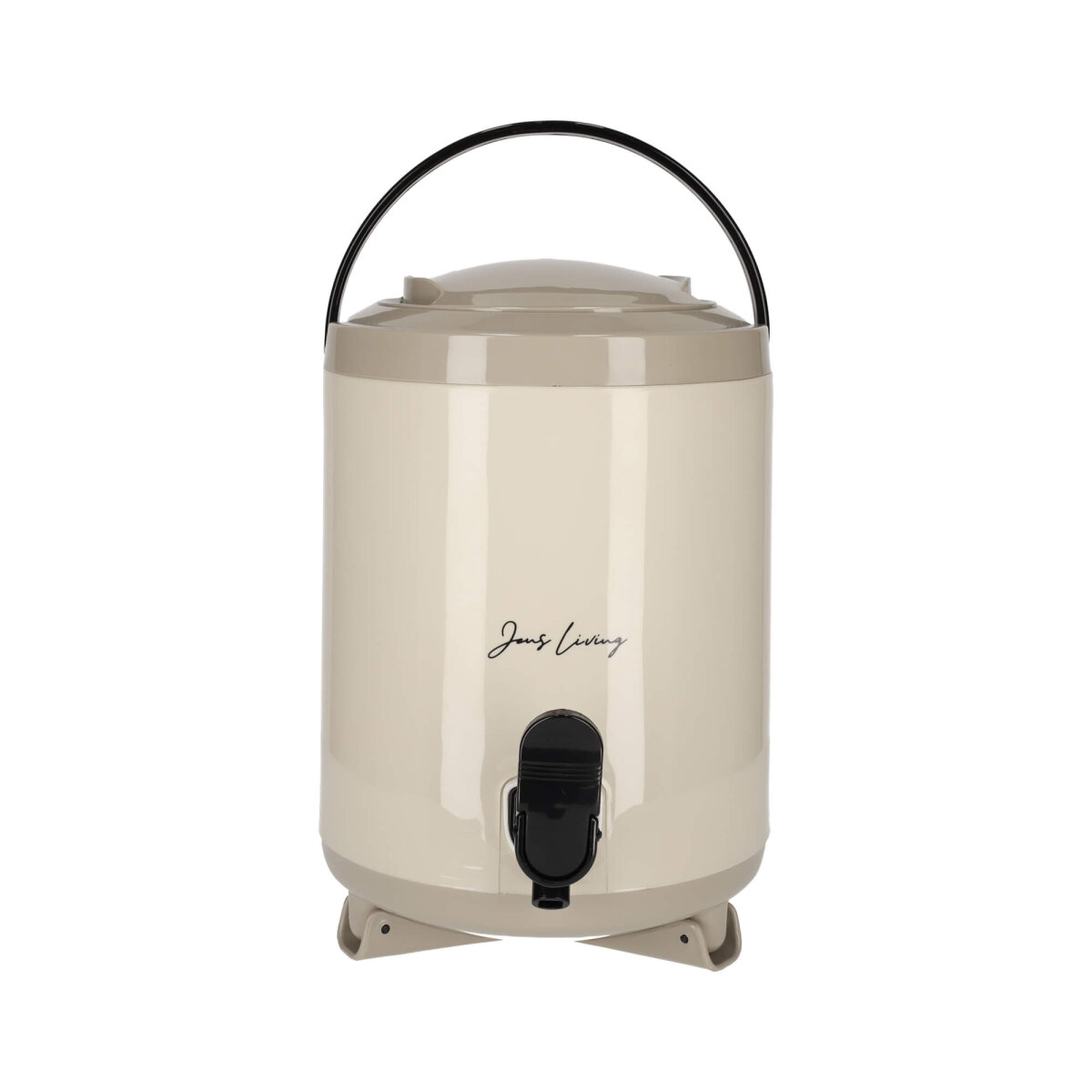 The Gift Groothandel BV JENS Living Saftspender Set mit 4 Bechern & Ständer | 4L Getränkespender für Party, Garten & Buffet | Robuste Glaskaraffe / Wasserspender in Taupe – Ansicht 9