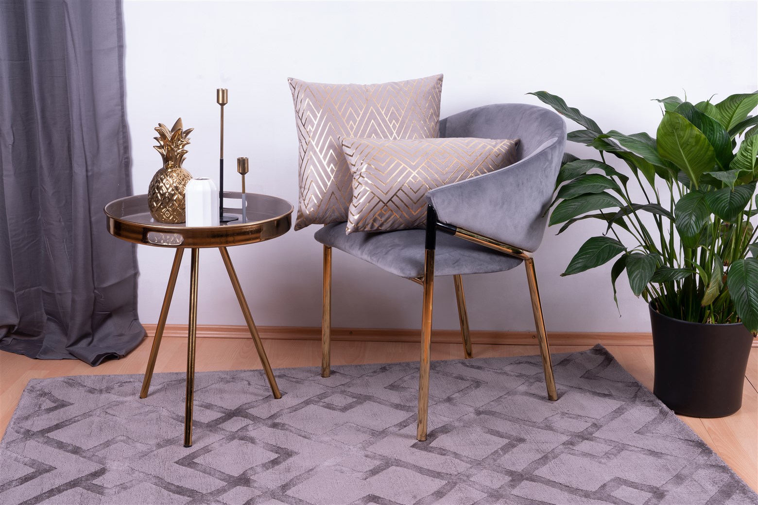 Deko-Kissen Dekokissen Prisma 225 2er-Set Taupe / Gold