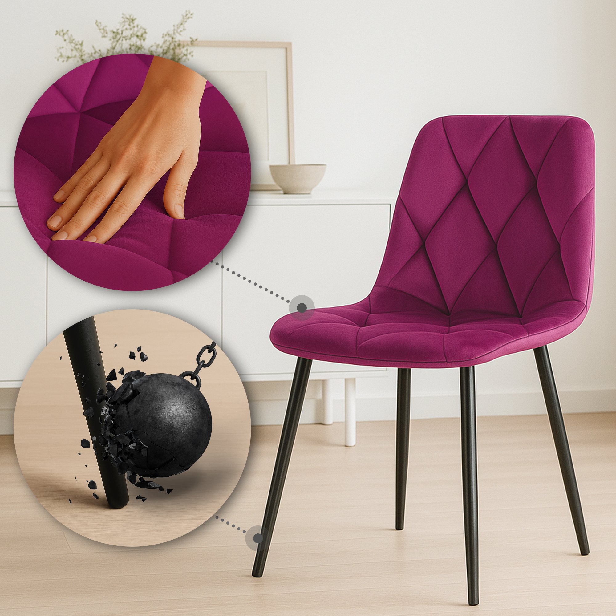 2er Set Esszimmerstuhl Clairton Samt