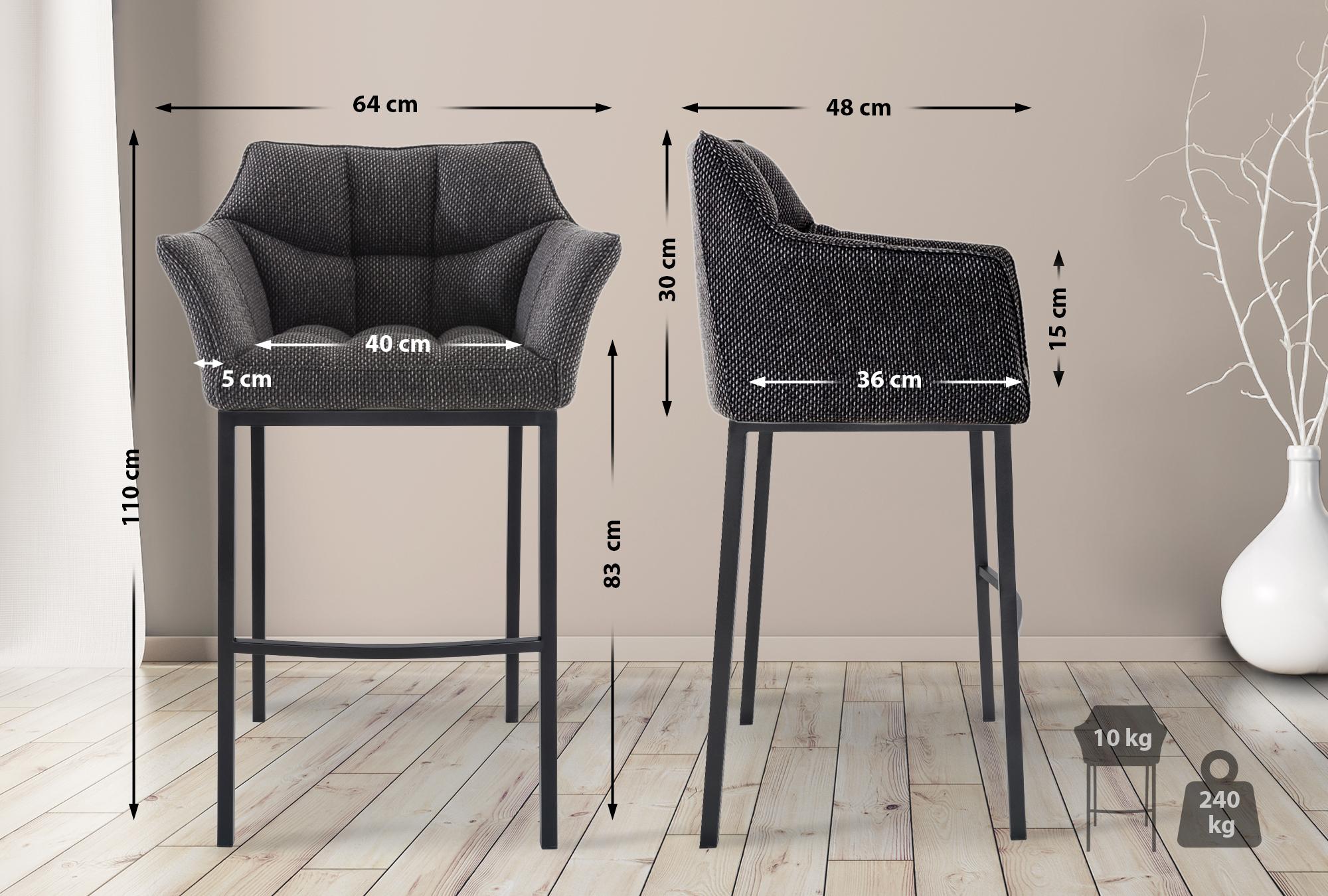 Barhocker Damaso B Stoff mit 4-Fuß Gestell