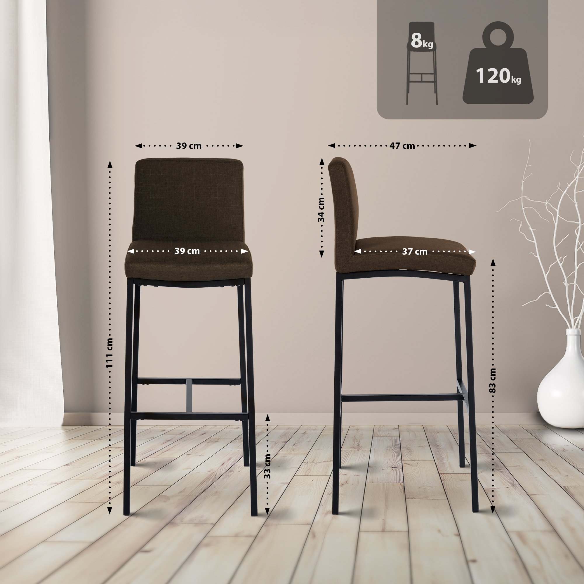 2er Set Barhocker Freeport Stoff B