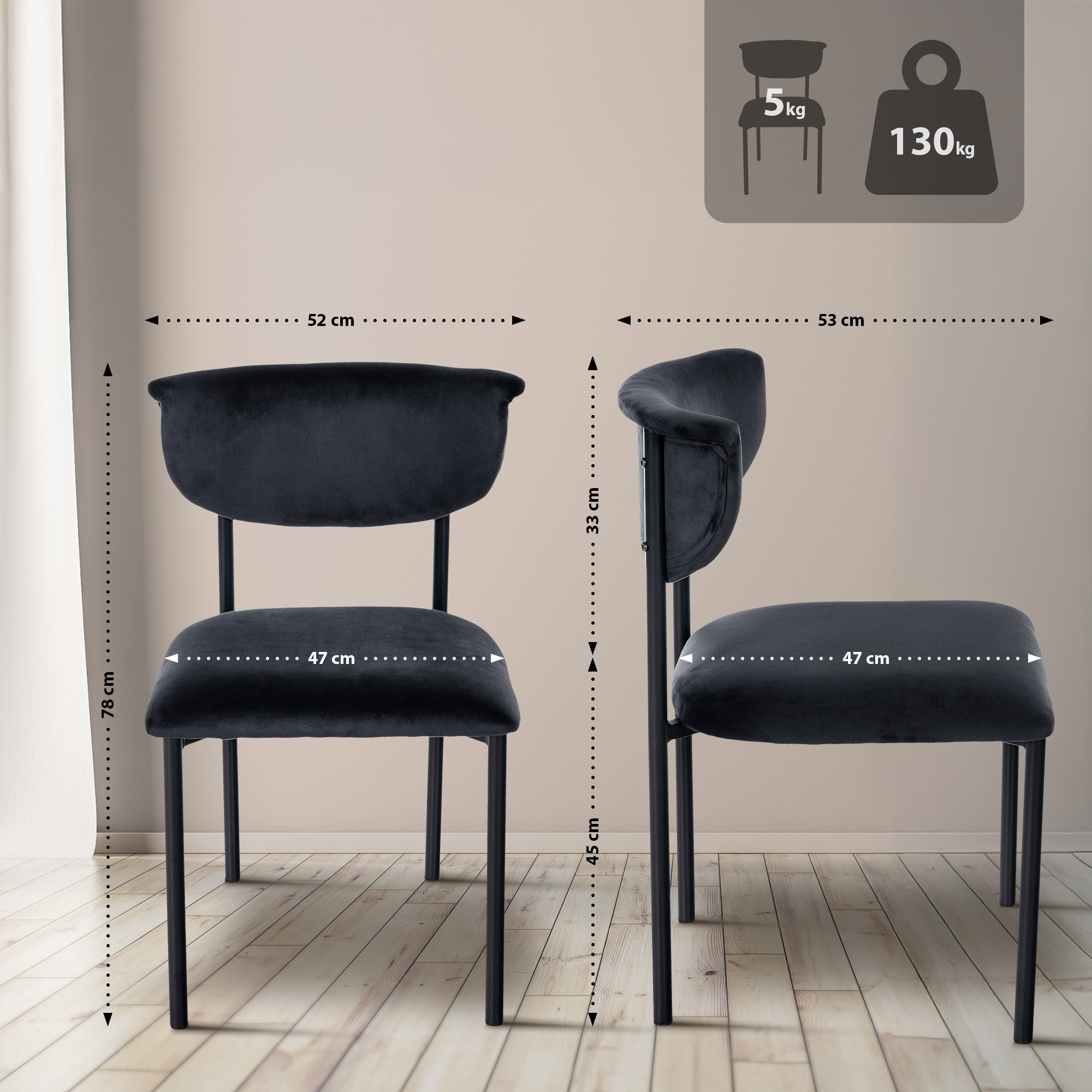 2er Set Besucherstuhl Gambell Samt