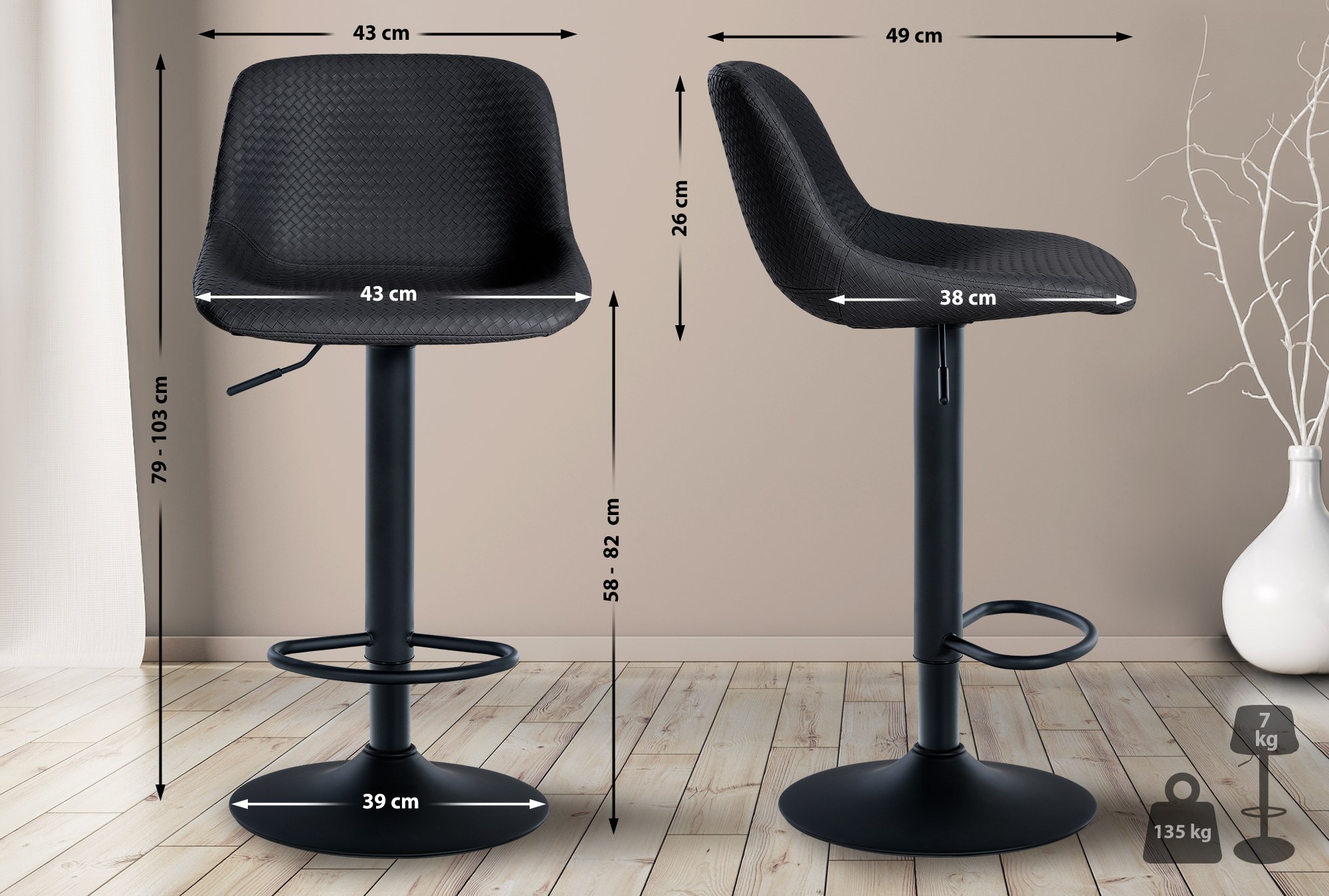 2er Set Barhocker Loft Kunstleder