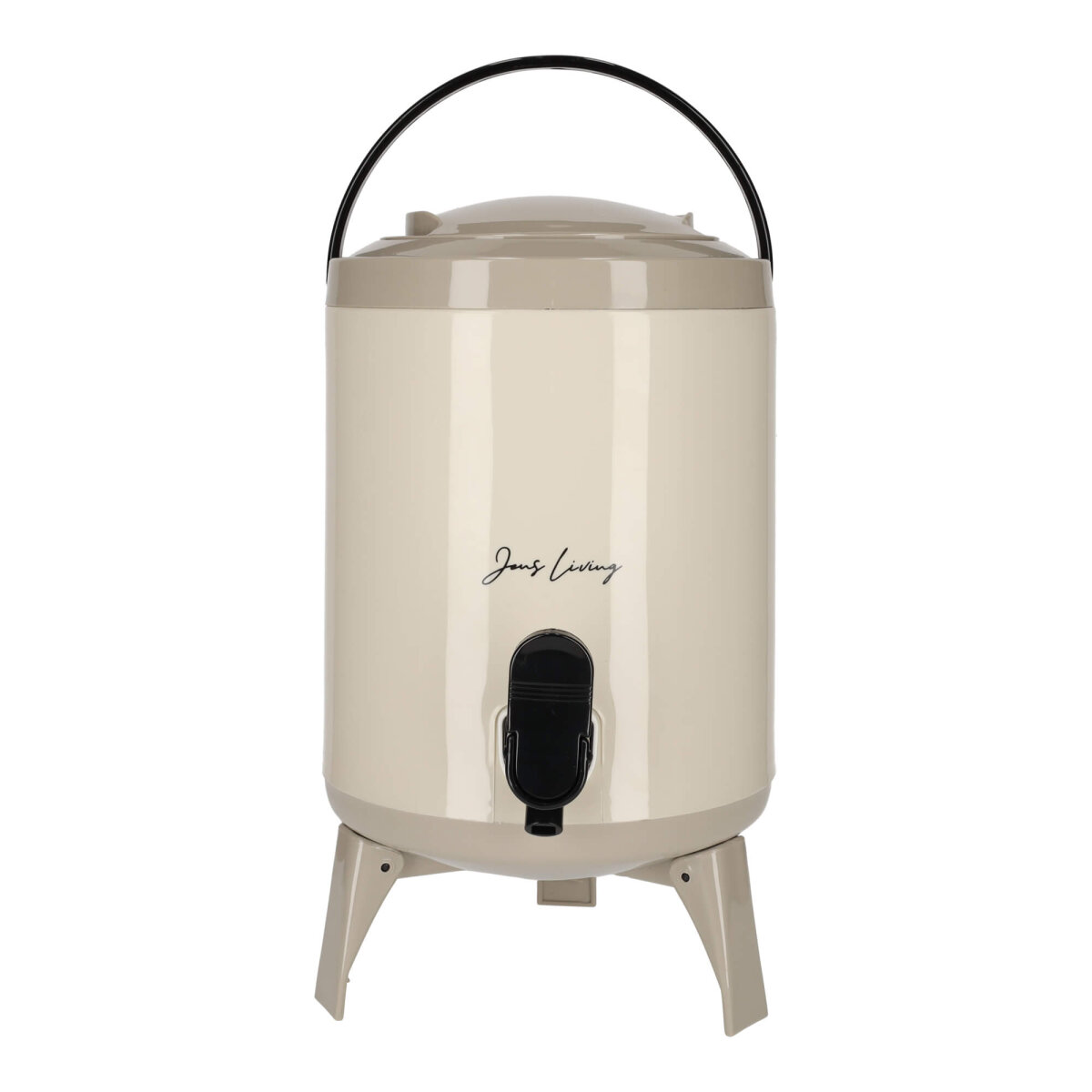 The Gift Groothandel BV JENS Living Saftspender Set mit 4 Bechern & Ständer | 4L Getränkespender für Party, Garten & Buffet | Robuste Glaskaraffe / Wasserspender in Taupe – Ansicht 7