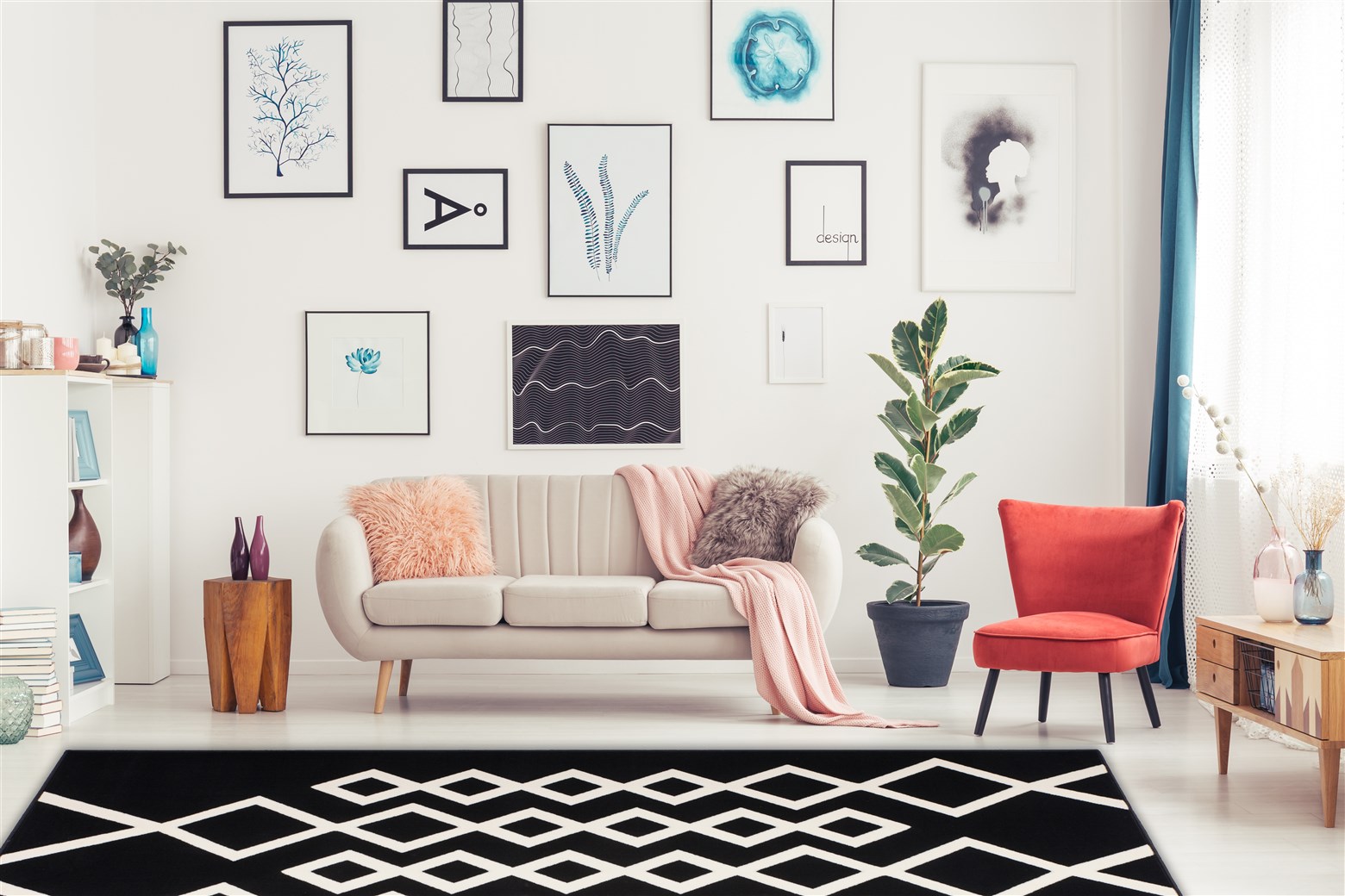 Teppich Lina 425 Schwarz / Elfenbein 120cm x 170cm