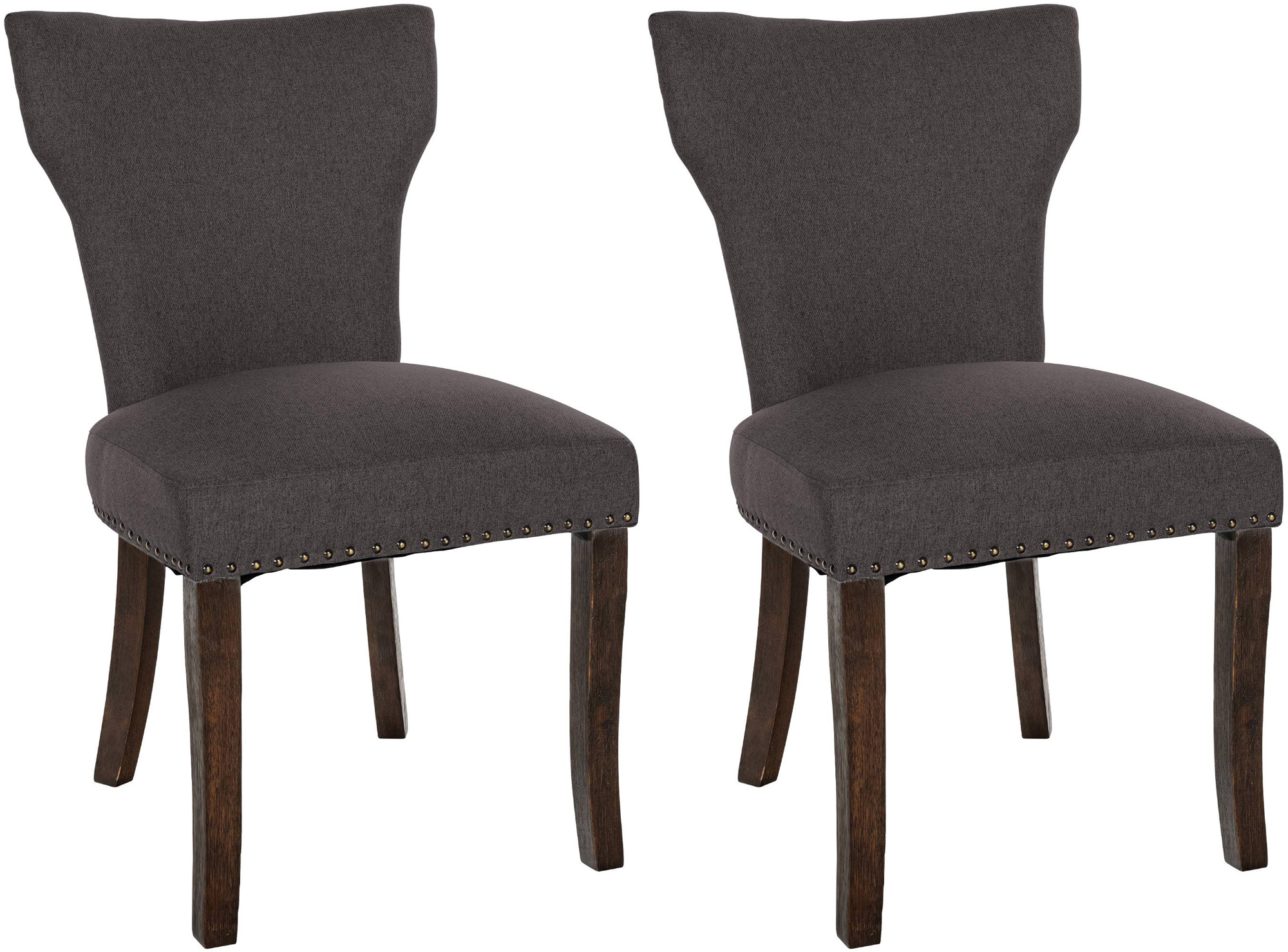 2er Set Esszimmerstuhl Zadar Stoff antik-dunkel