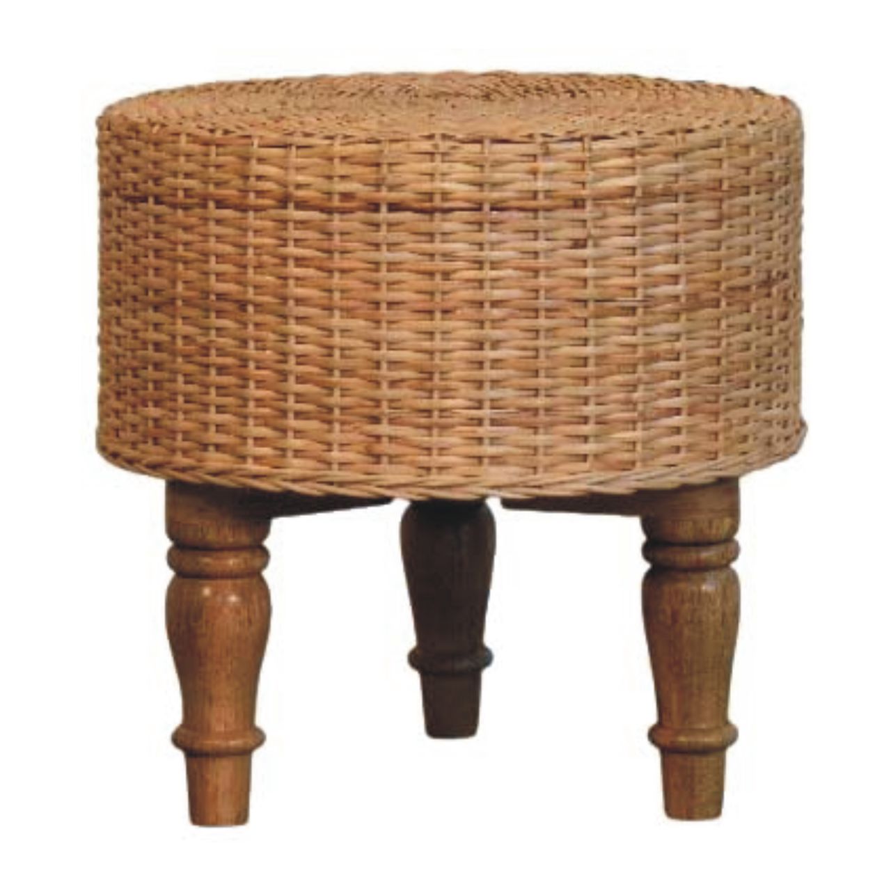 Runder, geflochtener Hocker im Regency-Stil