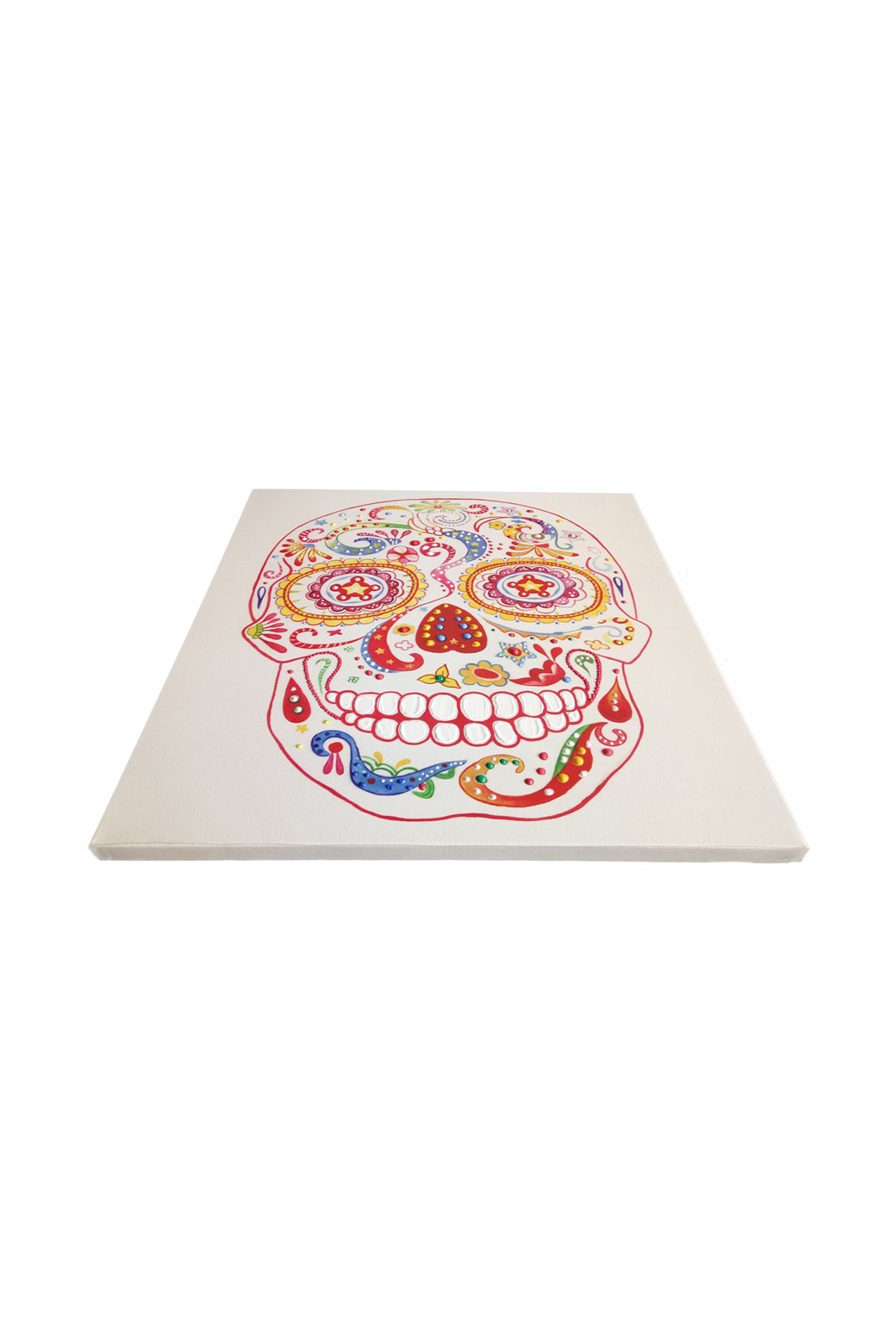 Bunter Totenkopf-Wandbild 90 x 90 cm