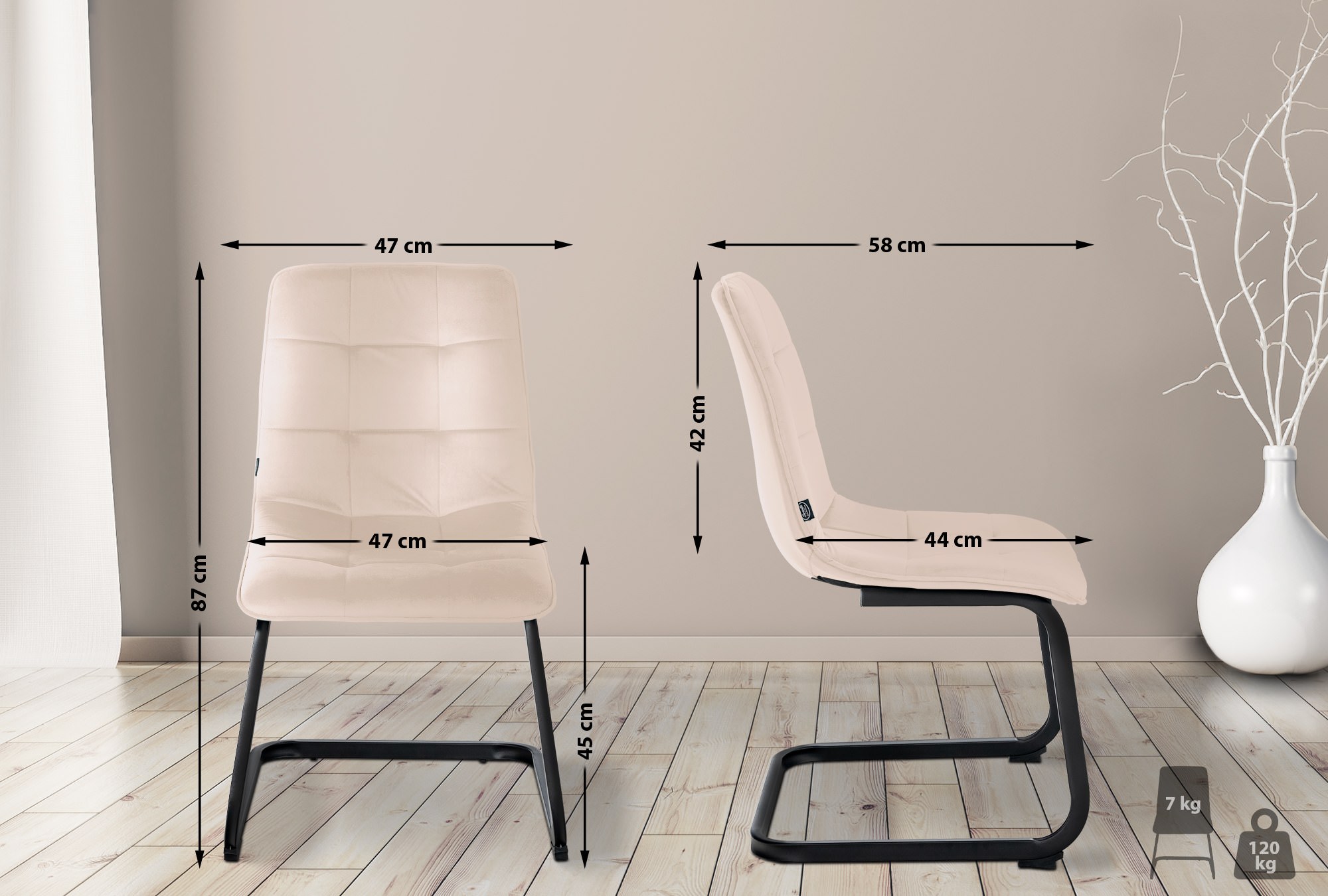 2er Set Esszimmerstuhl Vermont Samt