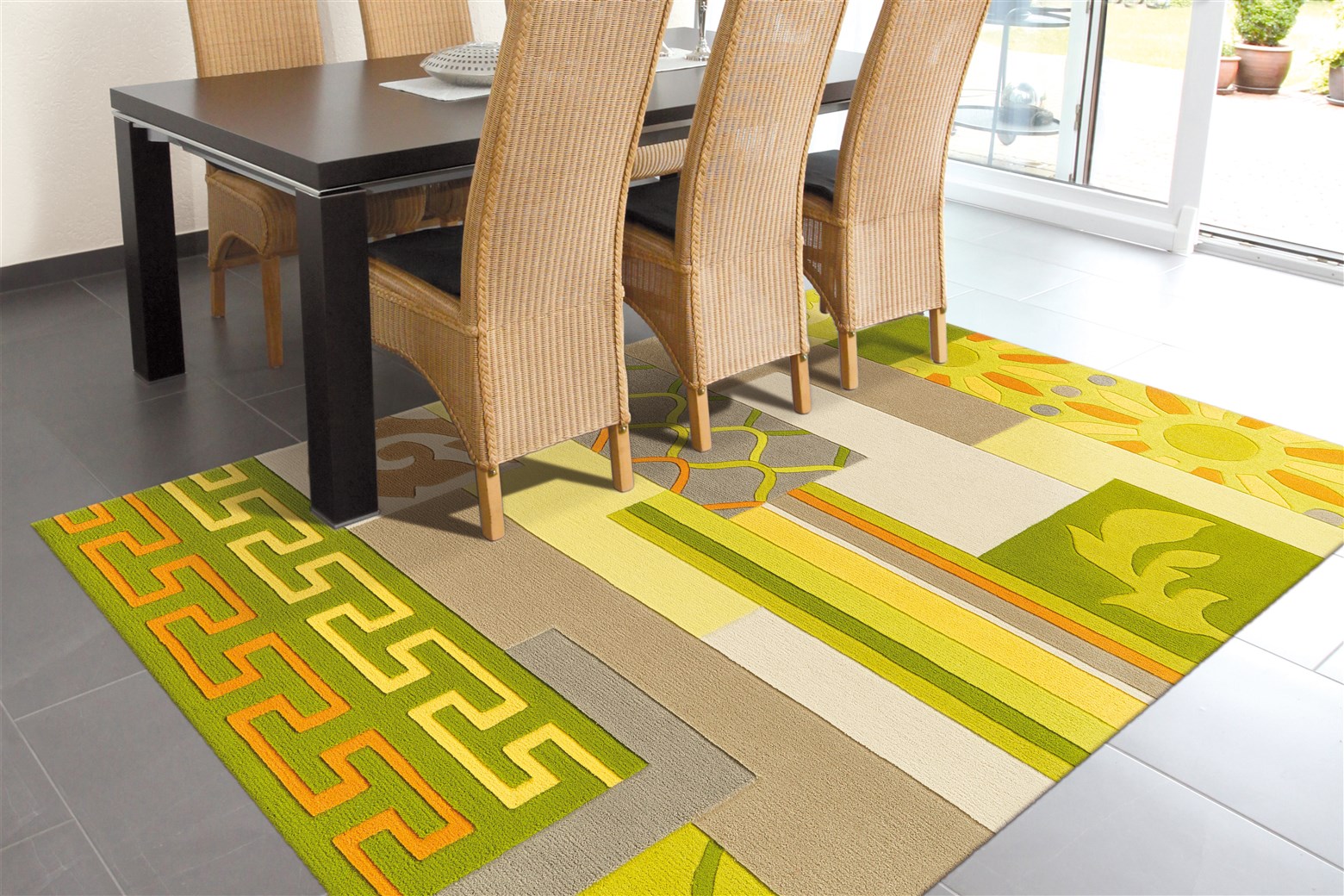 Teppich Sam 4165 Natural / Grün / Gelb 170cm x 240cm