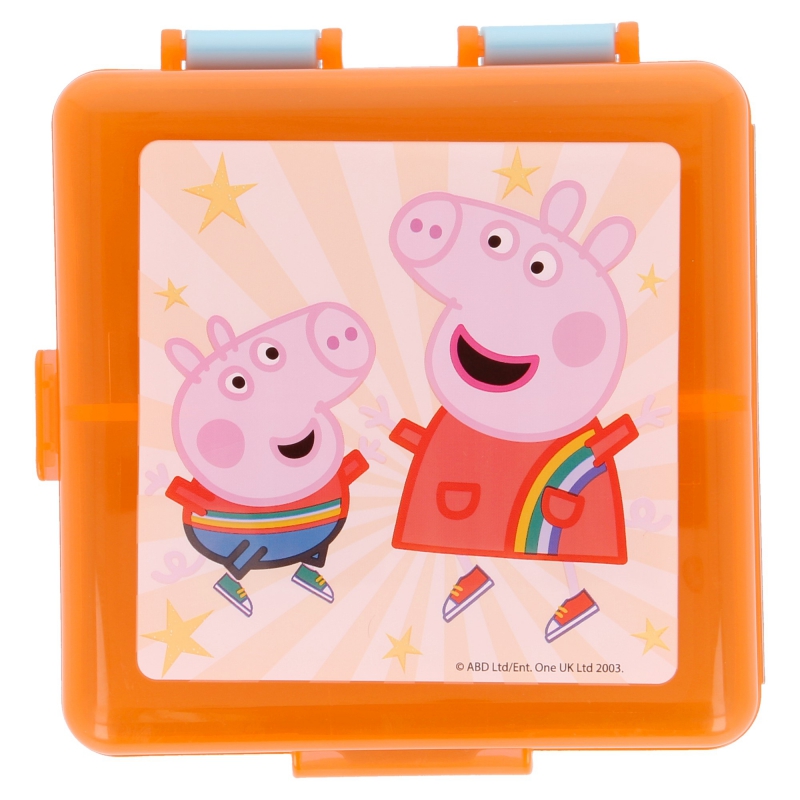 Stor Brotdosen & Trinkflaschen Peppa Pig / Wutz - quadratische Sandwich Box mit mehreren Fächern