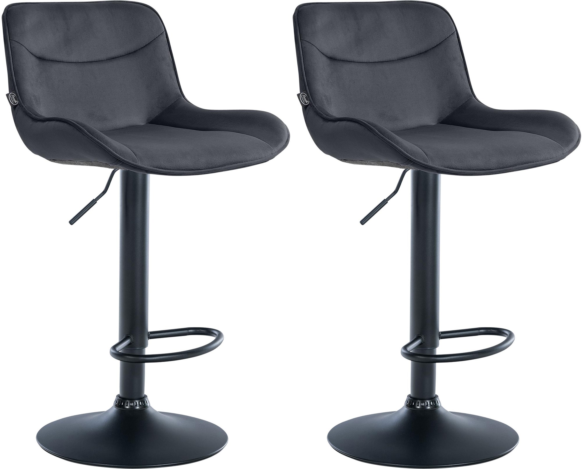 2er Set Barhocker Vonore Samt schwarz