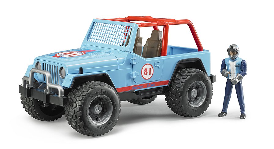 BRUDER Modelle & Fahrzeuge Bruder 02541 - Jeep Cross Country Racer blau mit Rennfahrer, 1:16