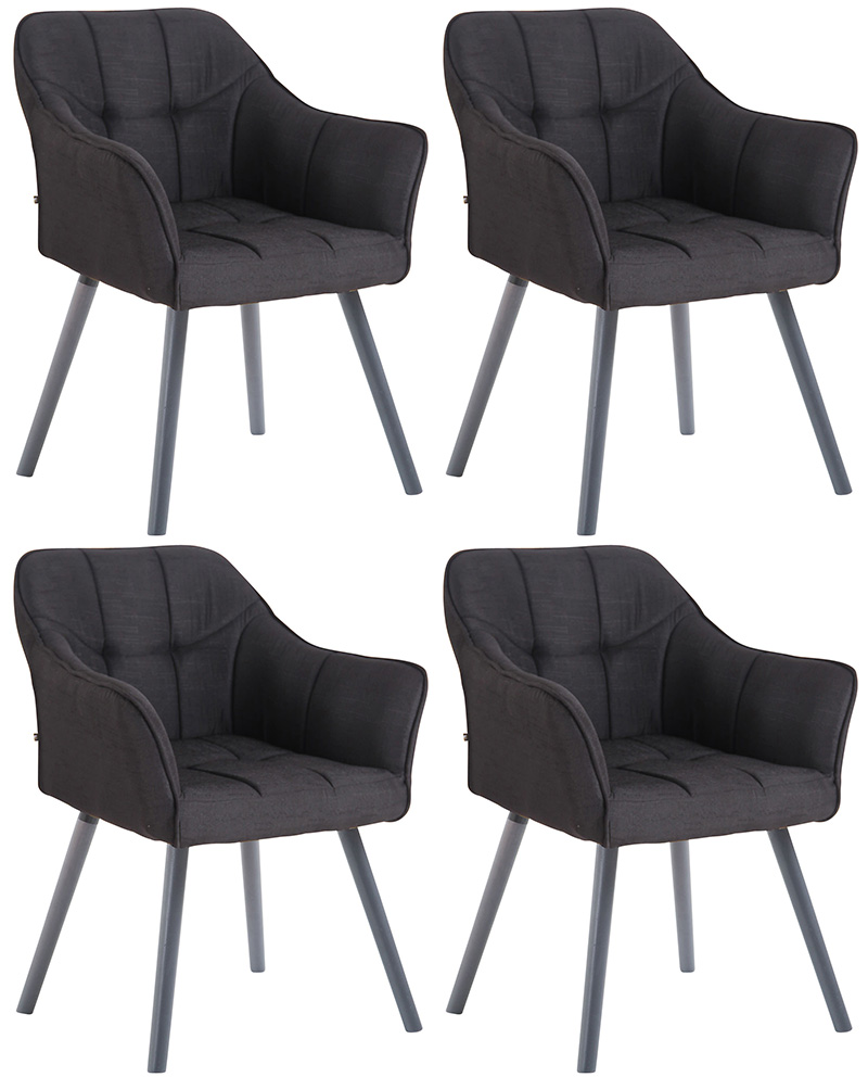 4er Set Esszimmerstuhl Falun Stoff grau