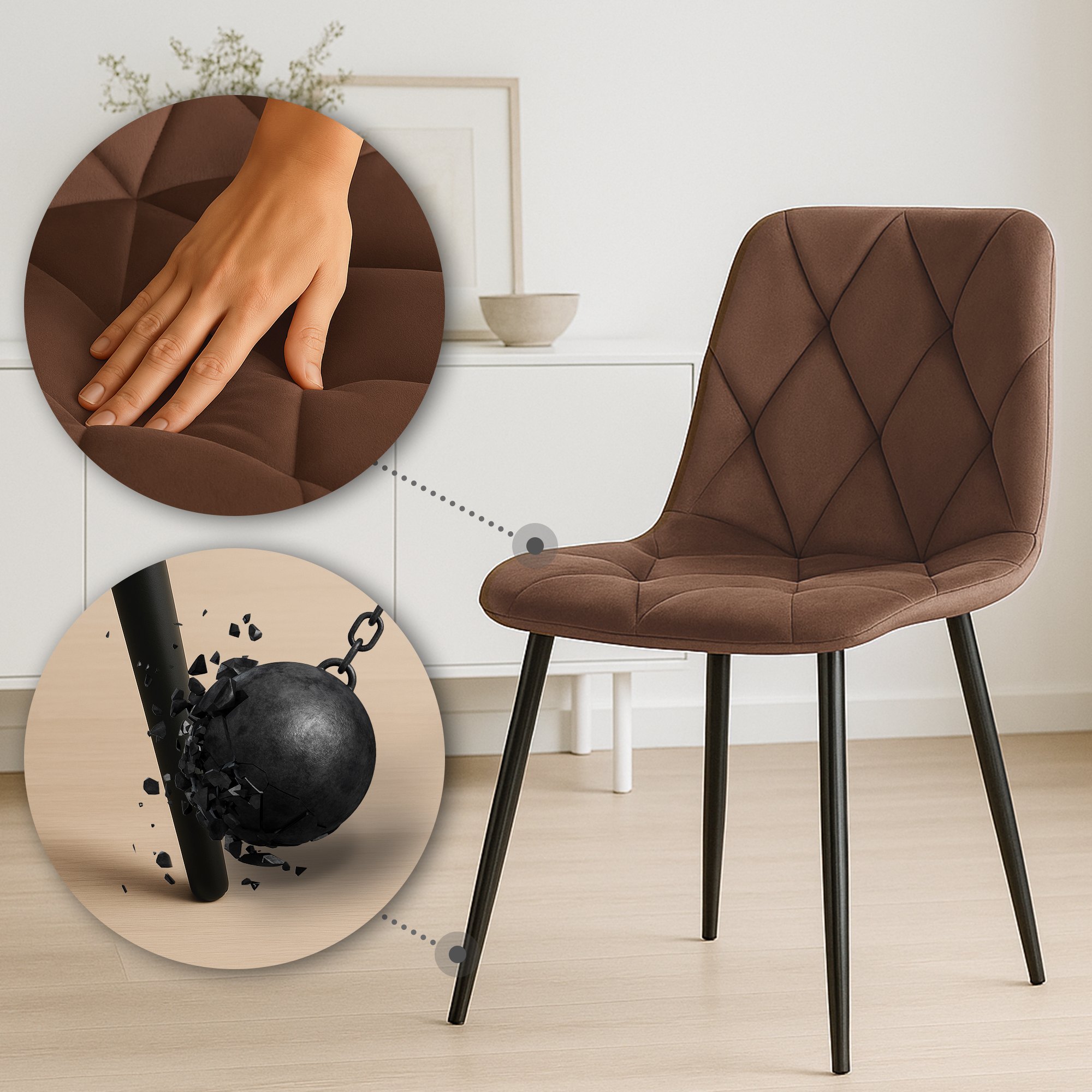 2er Set Esszimmerstuhl Clairton Samt