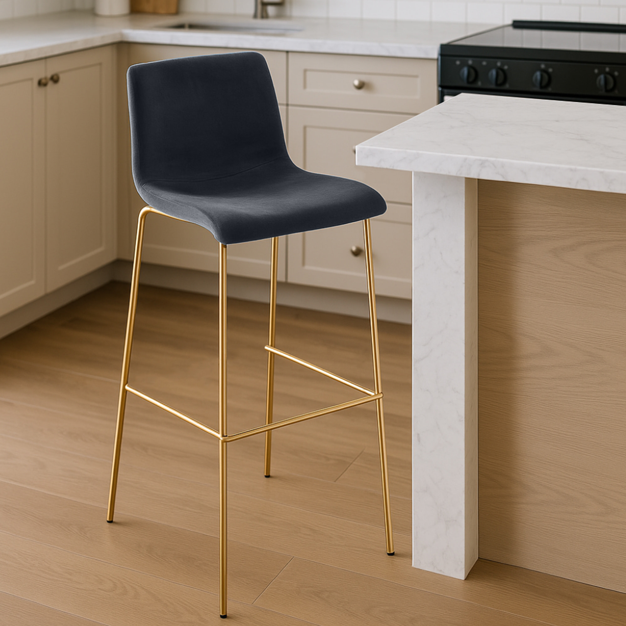 Barhocker Hoover Samt 4-Fuß Gold