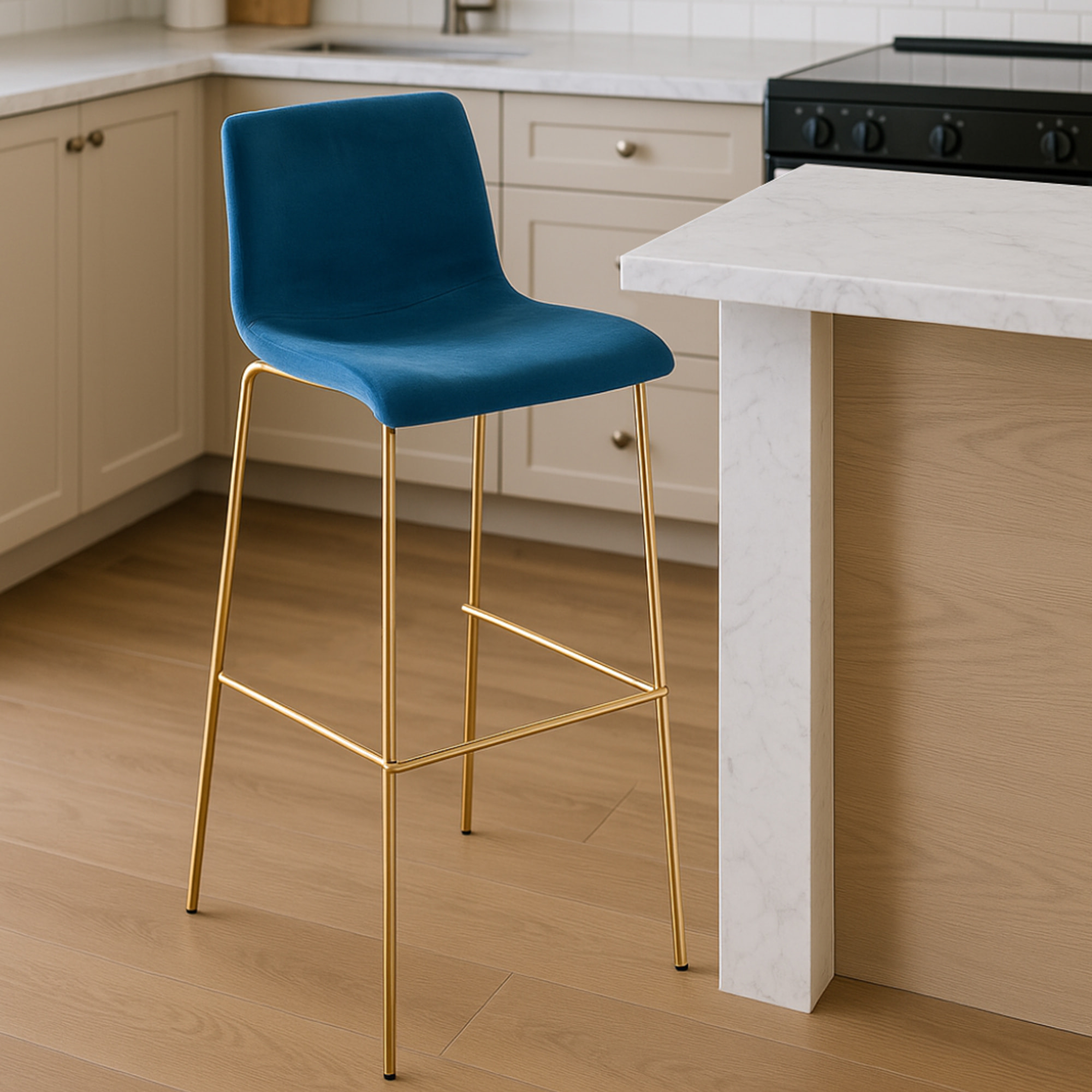 Barhocker Hoover Samt 4-Fuß Gold