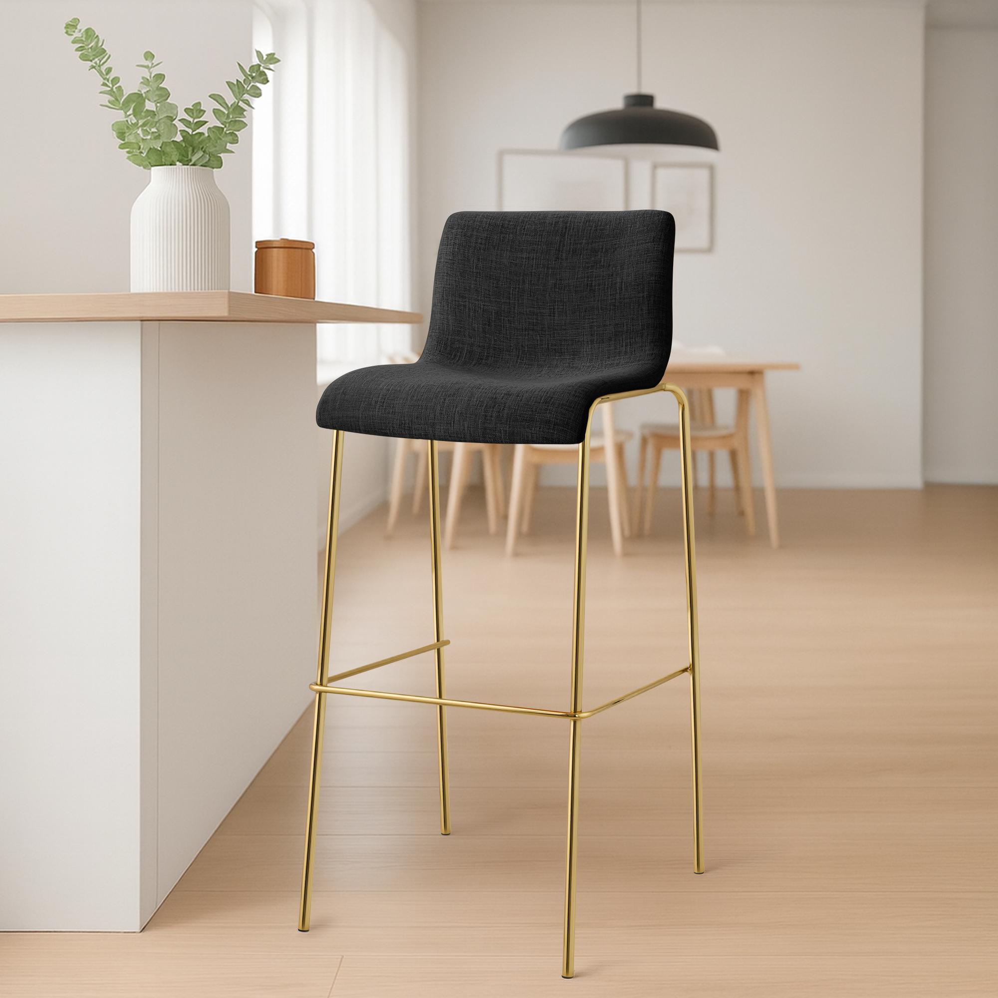 Barhocker Hoover Stoff 4-Fuß Gold