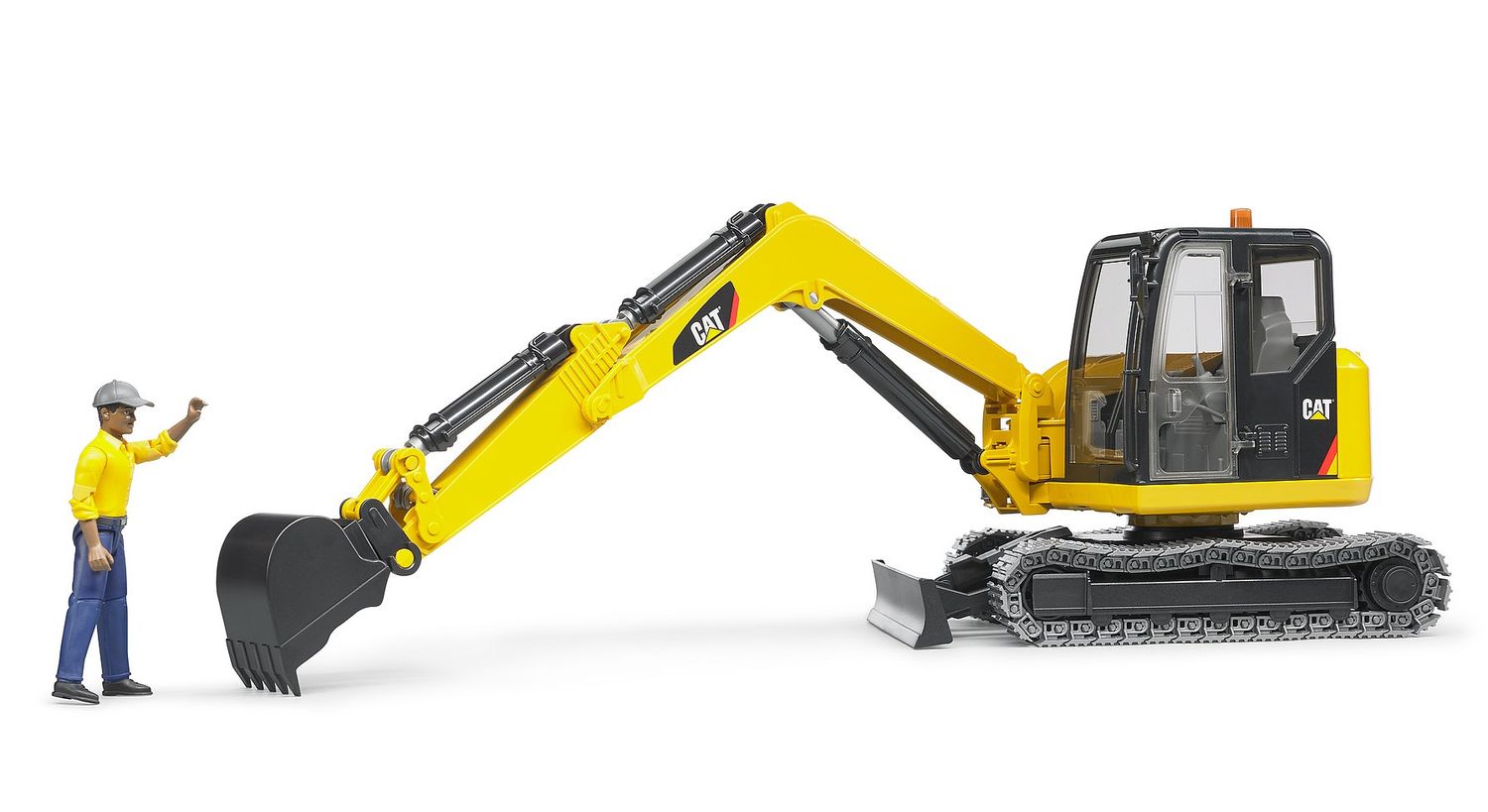BRUDER Modelle & Fahrzeuge Bruder 02466 - Cat Minibagger mit Bauarbeiter