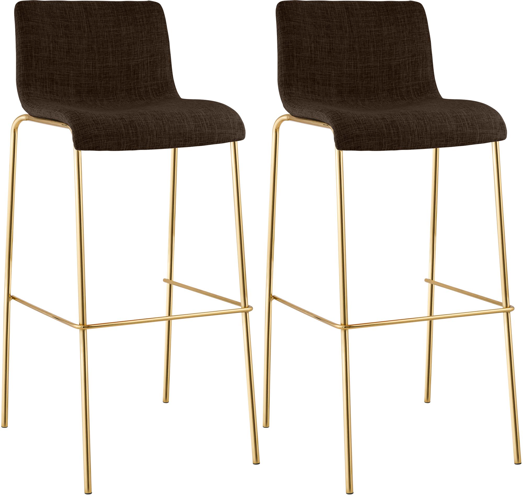 2er Set Barhocker Hoover Stoff 4-Fuß Gold