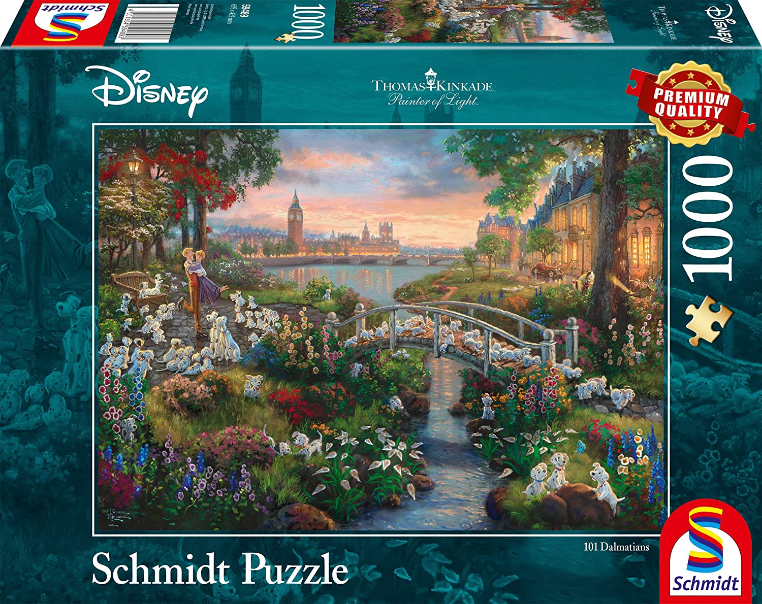 Schmidt Spiele GmbH Puzzles Disney, 101 Dalmatiner  - 1000 Teile Puzzle (Thomas Kinkade)