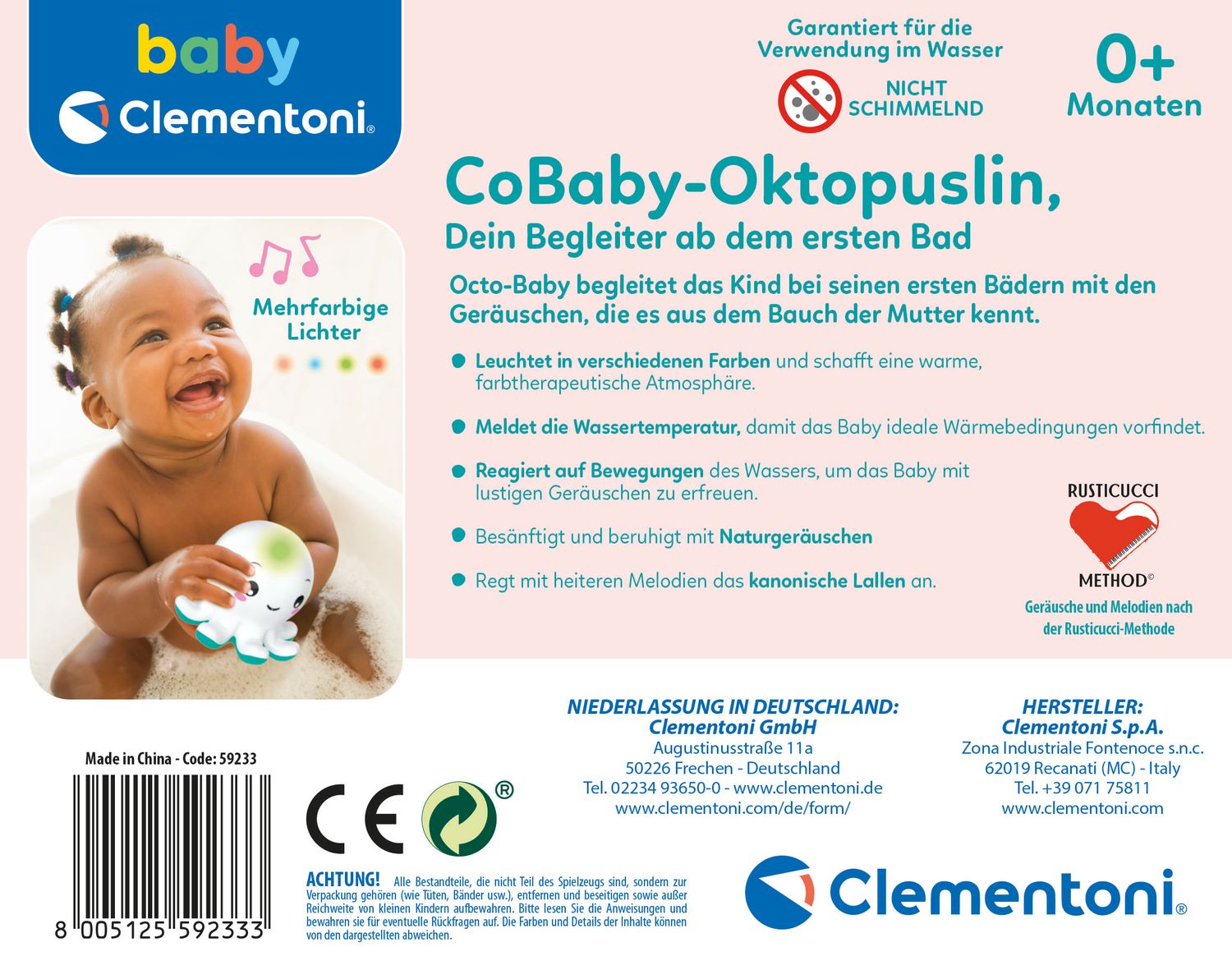 Clementoni Baby & Kleinkind Baby Clementoni 59233 - Baby-Octopus, Badespielzeug
