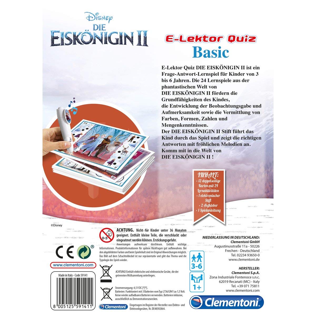 Clementoni Lernspiele Disney Frozen 2 / Die Eiskönigin 2 - E-Lektor Quiz Basic