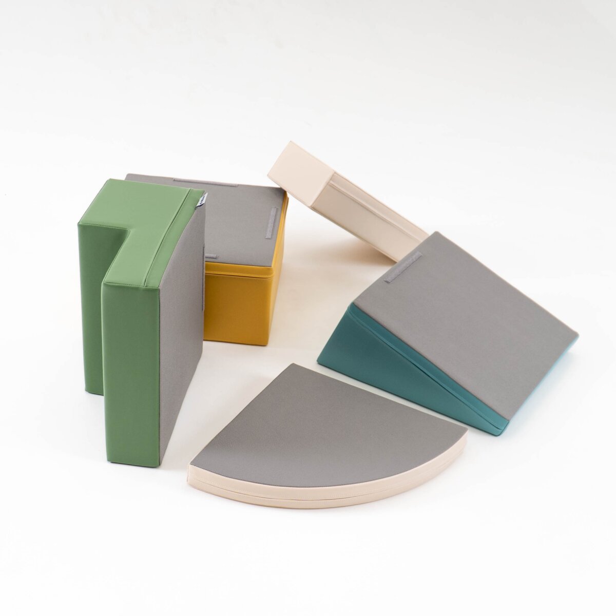 IGLU SET 6 Corner Climber - Pastell-Türkis/Grün/Honigfarben - Bunte Schaumstoff-Klettermodule/Bausteine für Kinder