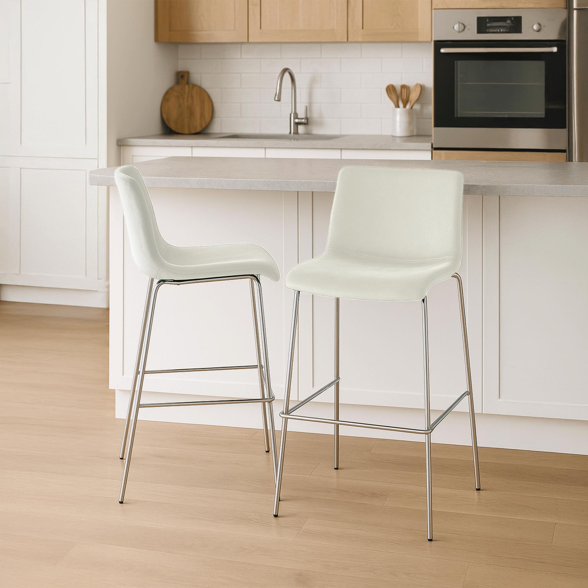 Barhocker Hoover Samt 4-Fuß Chrom