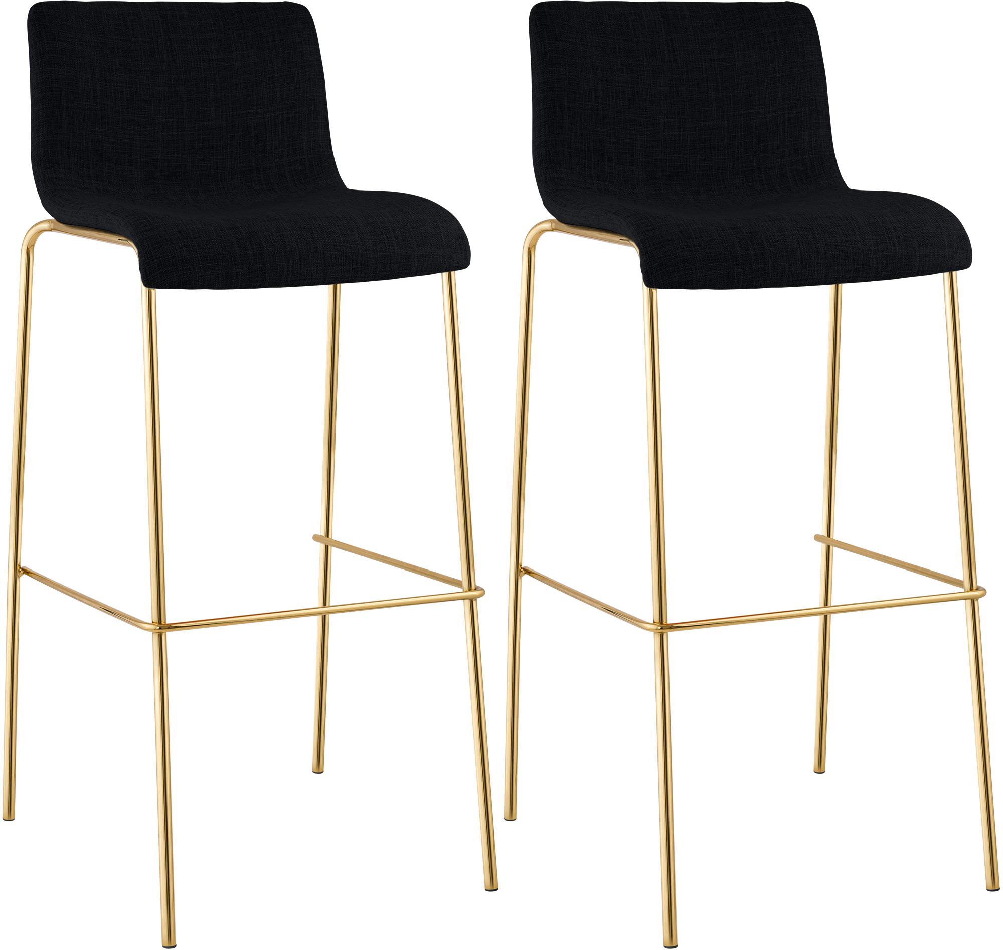 2er Set Barhocker Hoover Stoff 4-Fuß Gold