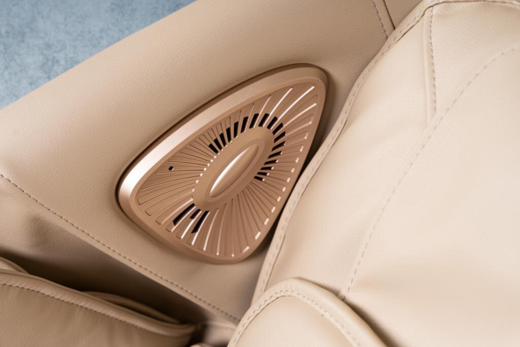 TLP GmbH, Michael Edlinger PureHaven Massage-Sessel 180x77x55 cm Knet- und Klopfmassage Heizfunktion Bluetooth USB Sprachsteuerung beige PU-Leder Fuß- Rücken- und Gesäßmassage – Ansicht 7