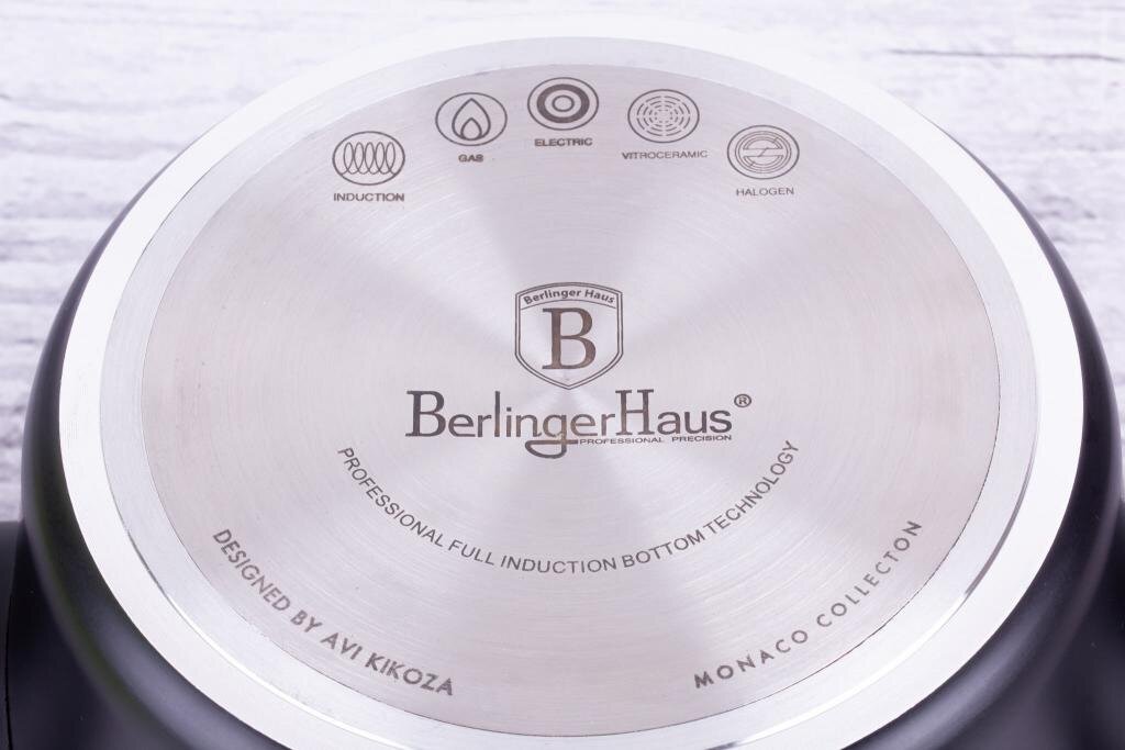 Berlinger Haus BH/7086 Monaco Collection Kasserolle in Schwarz mit Deckel Topf Durchmesser 20 cm
