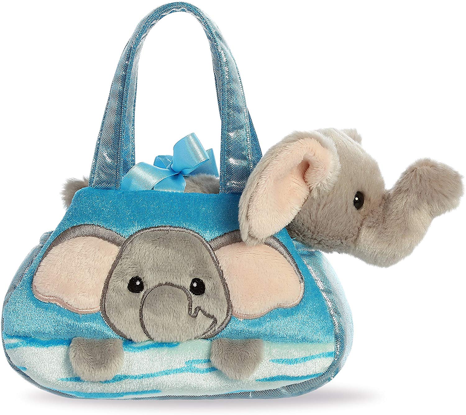 Aurora Plüschfiguren Fancy blau/grauer Peek-a-Boo Elefant in einer Tragetasche ca. 21 cm - Plüschfigur