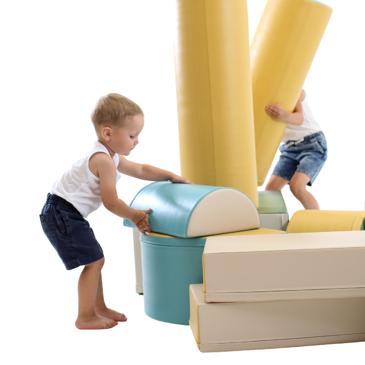 IGLU Softplay PEPI RER SIA IGLU SET 19X Fortress - Pastell-Türkis/Beige/Grün/Honigfarben - Schaumstoffbaustein-Set Festung/Burg für Kinder – Ansicht 7