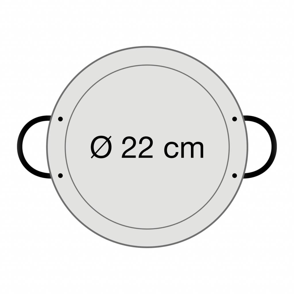 Original spanische Paelle Pfanne Typ 'Valencia' - leicht, Ø 22 cm, polierter Stahl, robust und preiswert: Ideal für Paella, Pfannen-/Reisgerichte