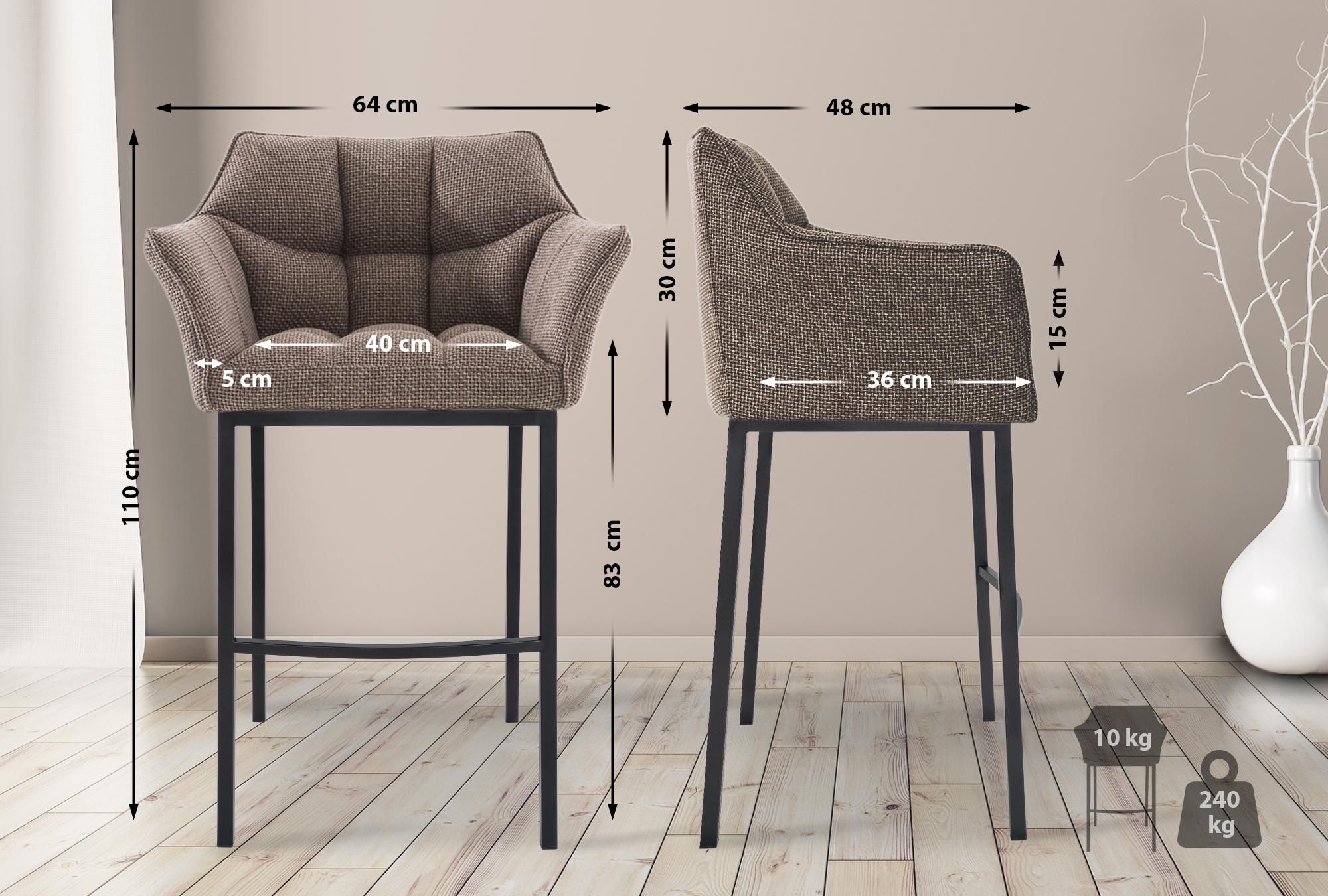 Barhocker Damaso B Stoff mit 4-Fuß Gestell