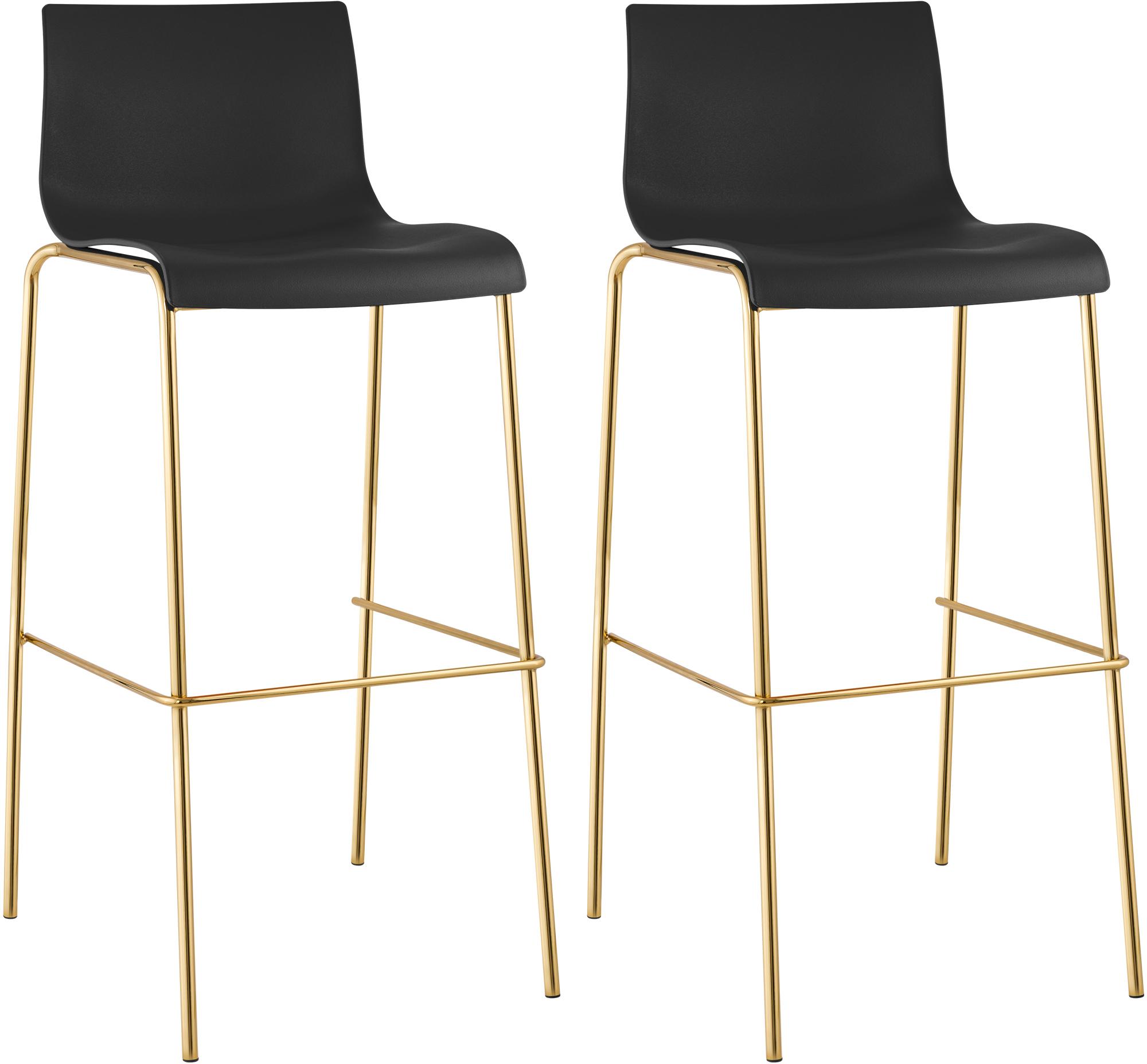 2er Set Barhocker Hoover Kunststoff 4-Fuß Gold