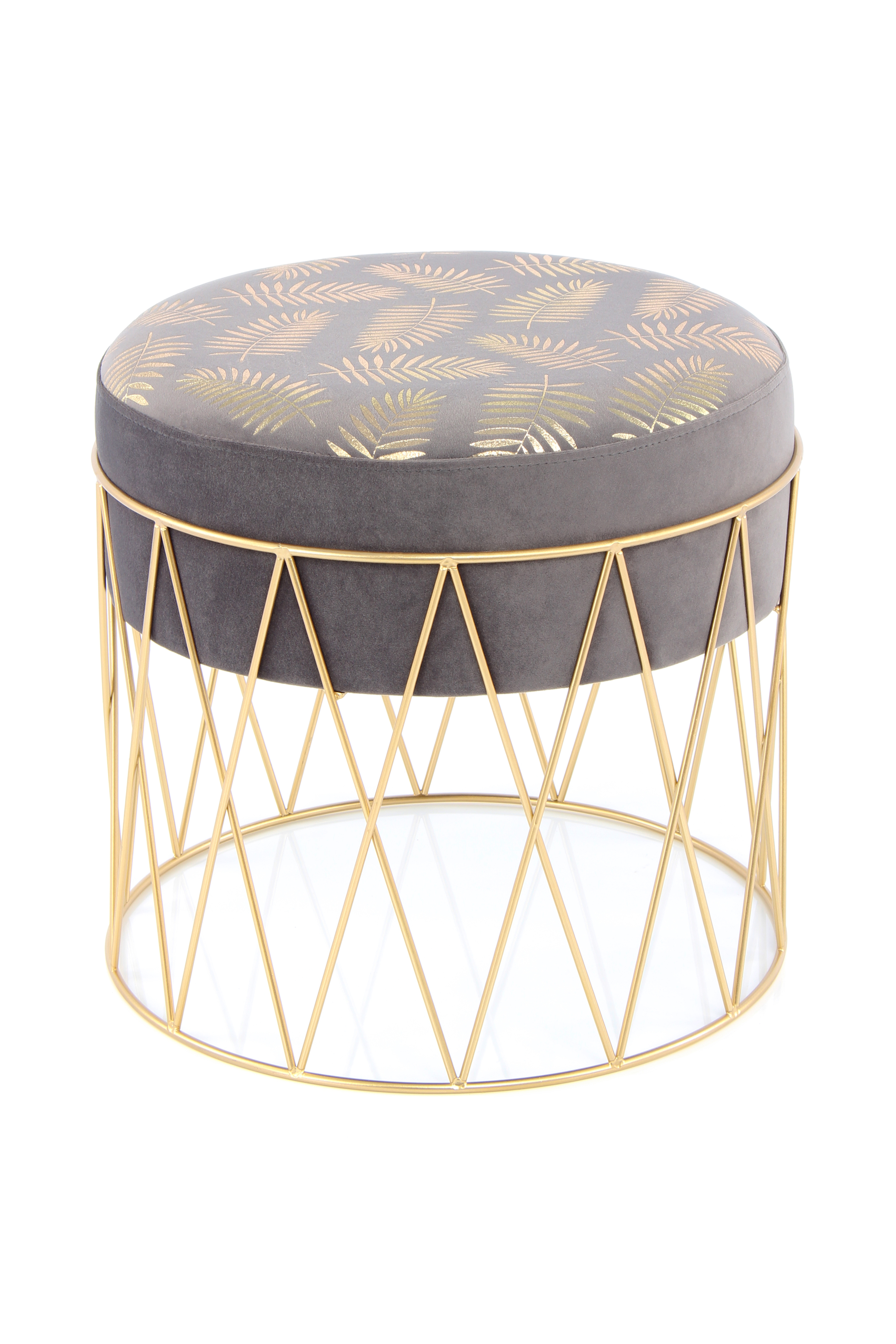 Eleganter Hocker Grau / Gold