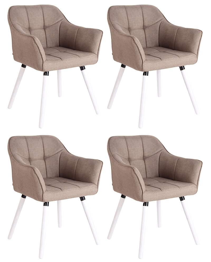 4er Set Esszimmerstuhl Falun Stoff weiß