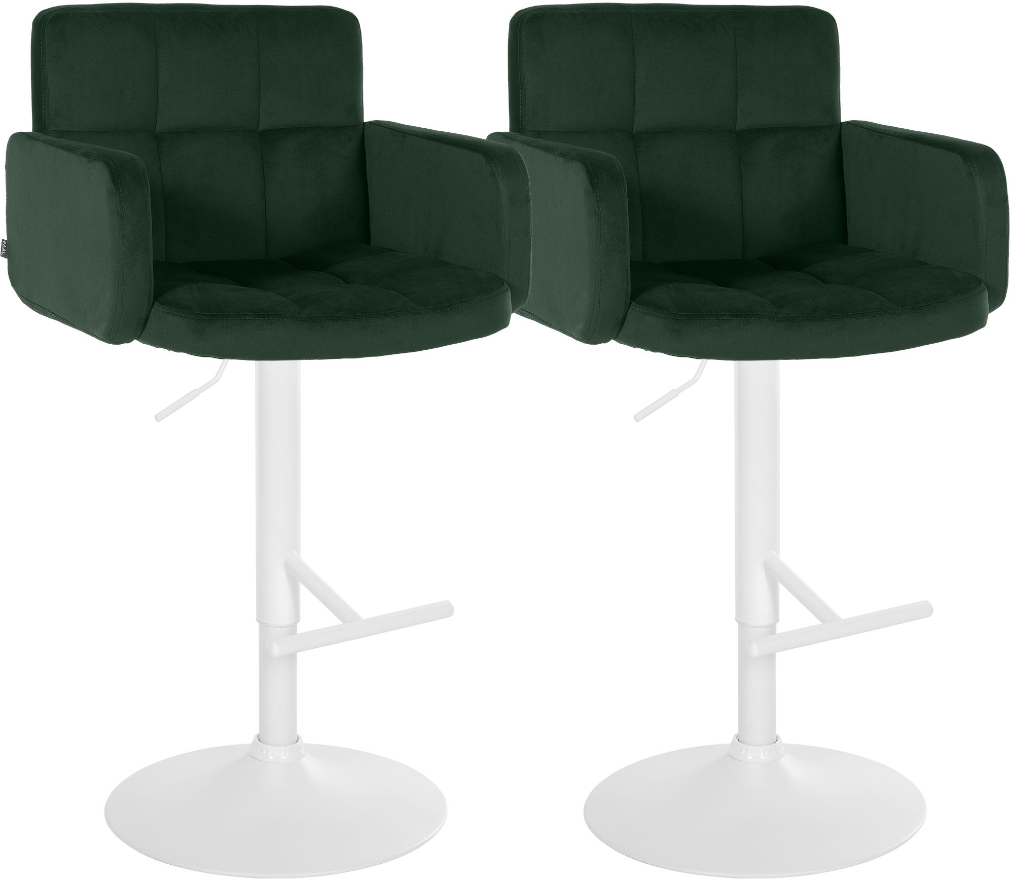 2er Set Barhocker Los Angeles Samt weiß