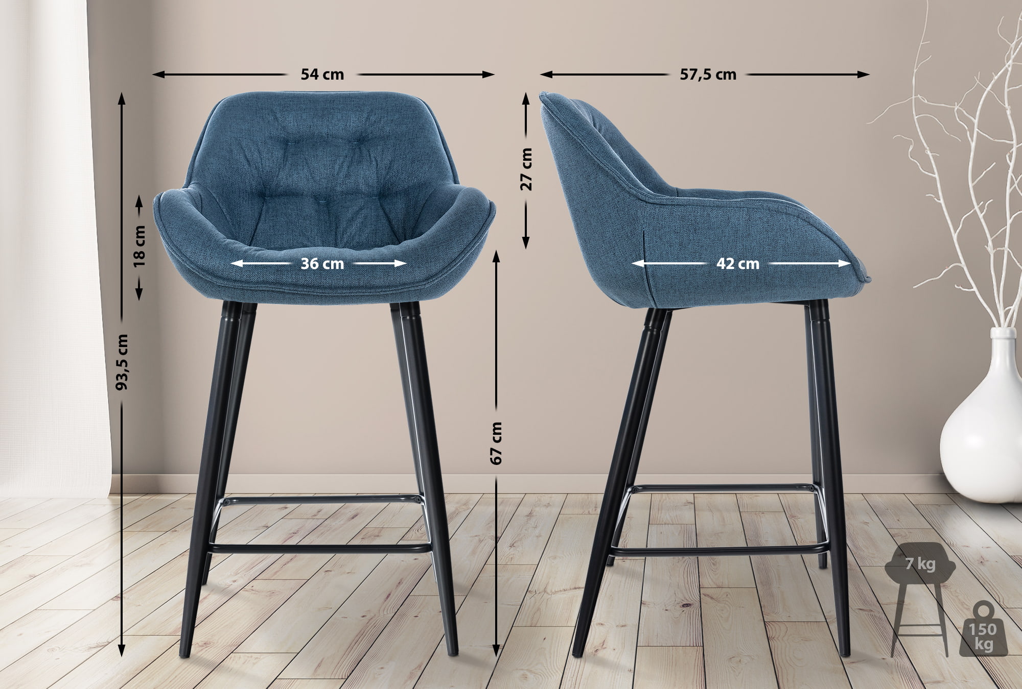 2er Set Barhocker Gibson Stoff
