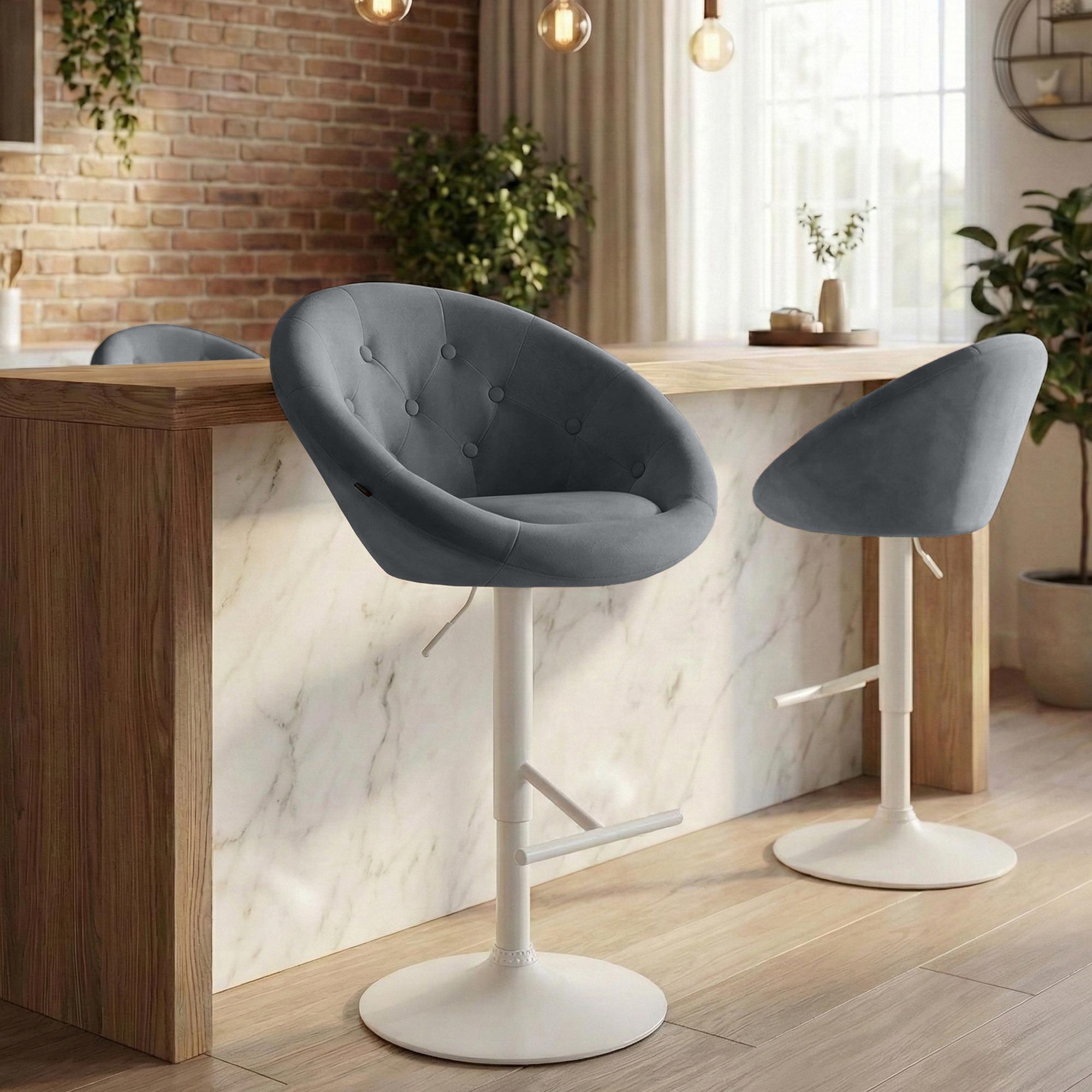 Barhocker London Samt weiß