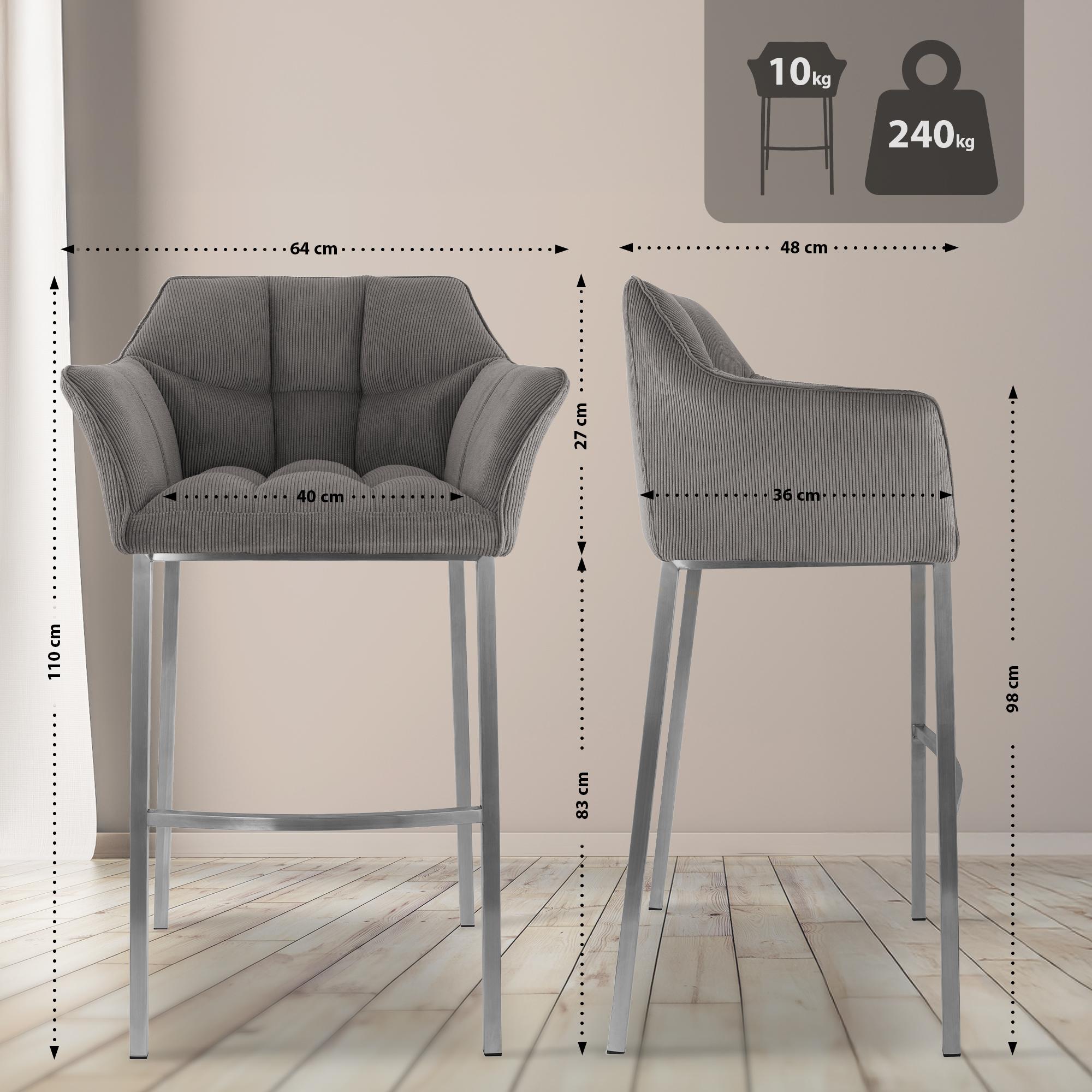 Barhocker Damaso E Cord mit 4-Fuß Gestell