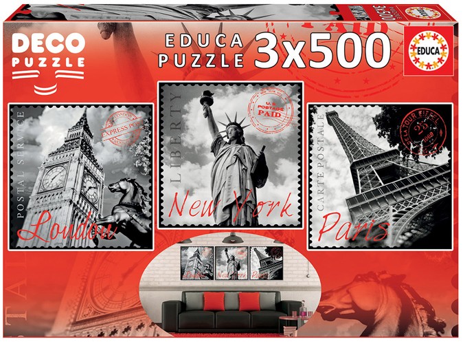 Educa Puzzles Educa Puzzle 9217096 - Big Cities Deco - 3 x 500 Teile Puzzle