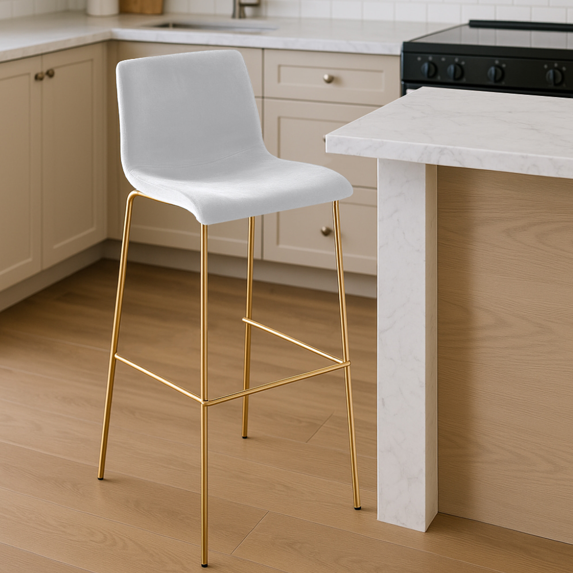 Barhocker Hoover Samt 4-Fuß Gold