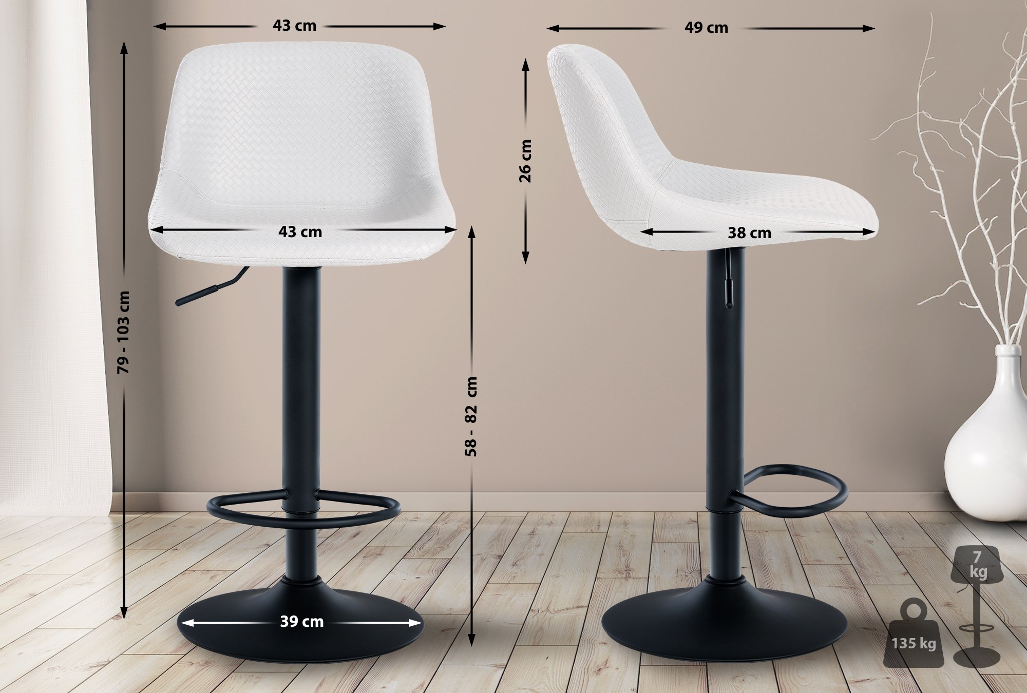 2er Set Barhocker Loft Kunstleder