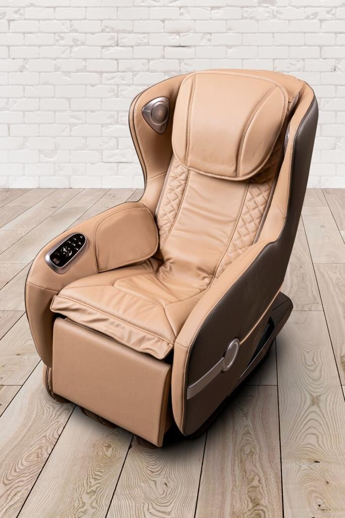 PureHaven Massage-Sessel 118x76x76 cm 6 Massagearten Rücken- Fuß- und Gesäßmassage einfache Bedienung Bluetooth-Funktion PU Leder in beige
